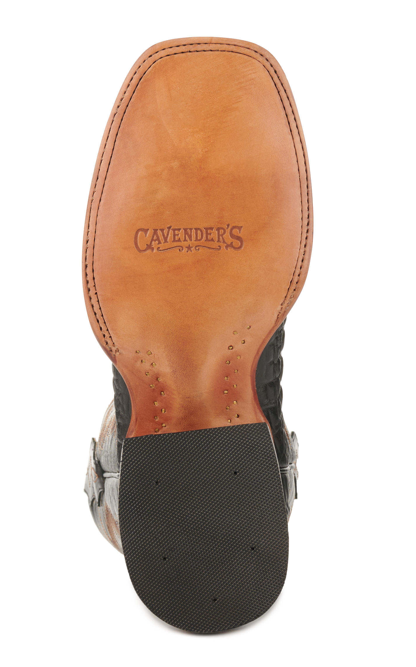 Cavender's Men's Black and Black Caiman Print Wide Square Toe Cowboy Boots - Image 1