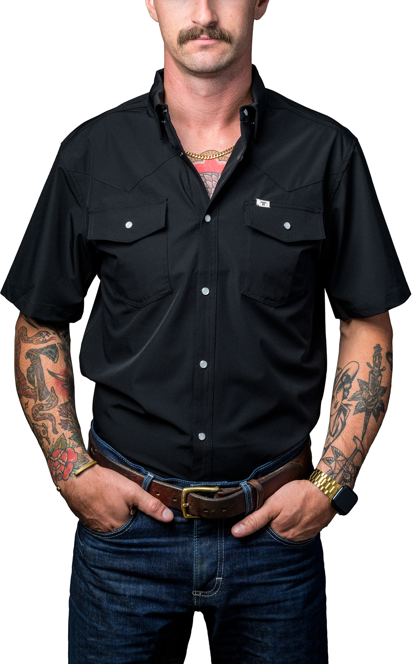 Ferrell Men's Black Short Sleeve Western Shirt - Image 2