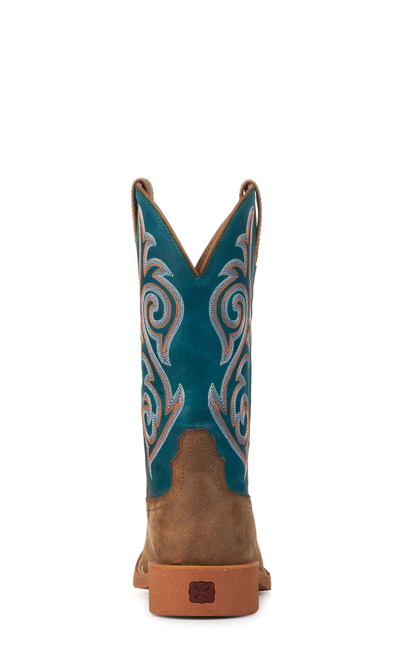 Twisted X Women's Tech X Bomber Brown and Teal Wide Square Toe Cowboy Boots - Image 1