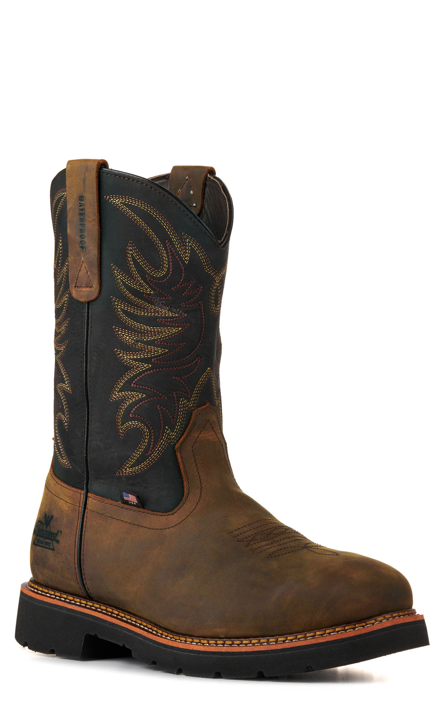Thorogood Men's American Heritage Black and Crazy Horse Waterproof Square Steel Toe Work Boots - Image 1