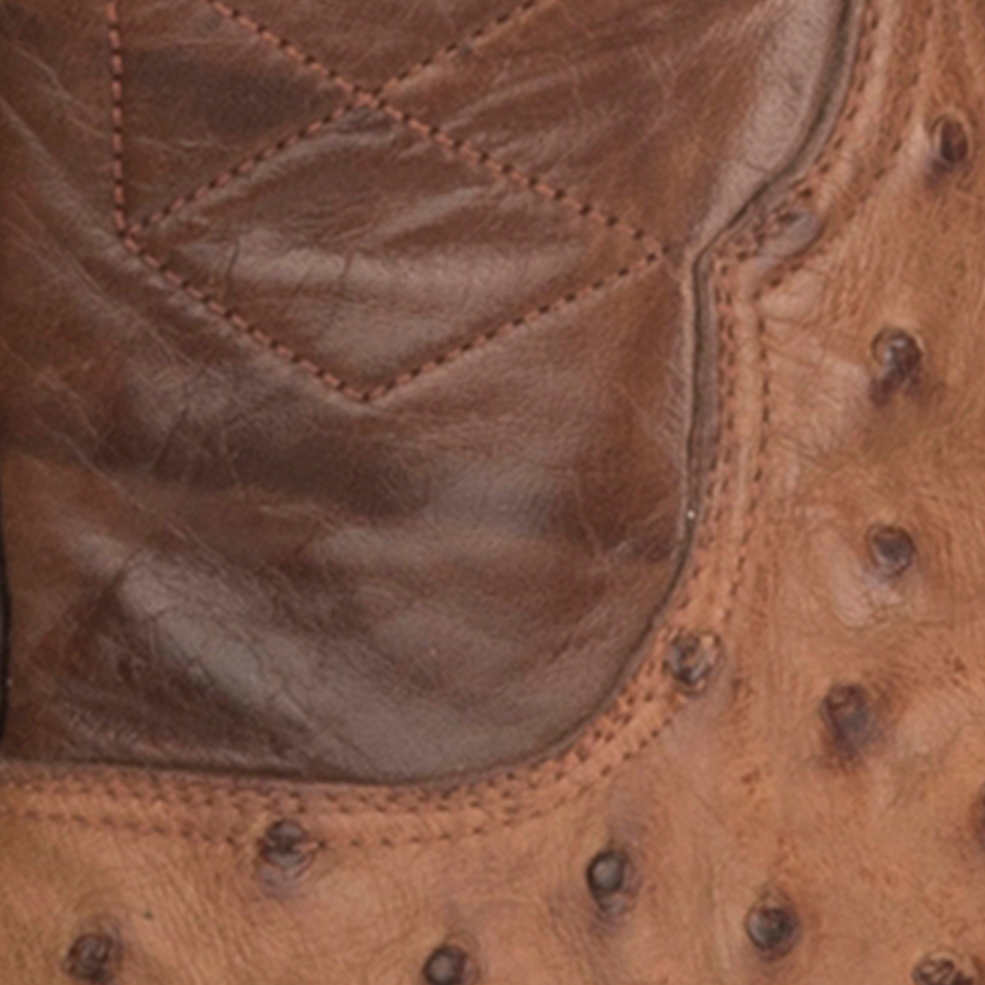 Black Jack Men's Burnished Brown Full Quill Ostrich and Cigar Wide Square Toe Exotic Cowboy Boots - Image 1