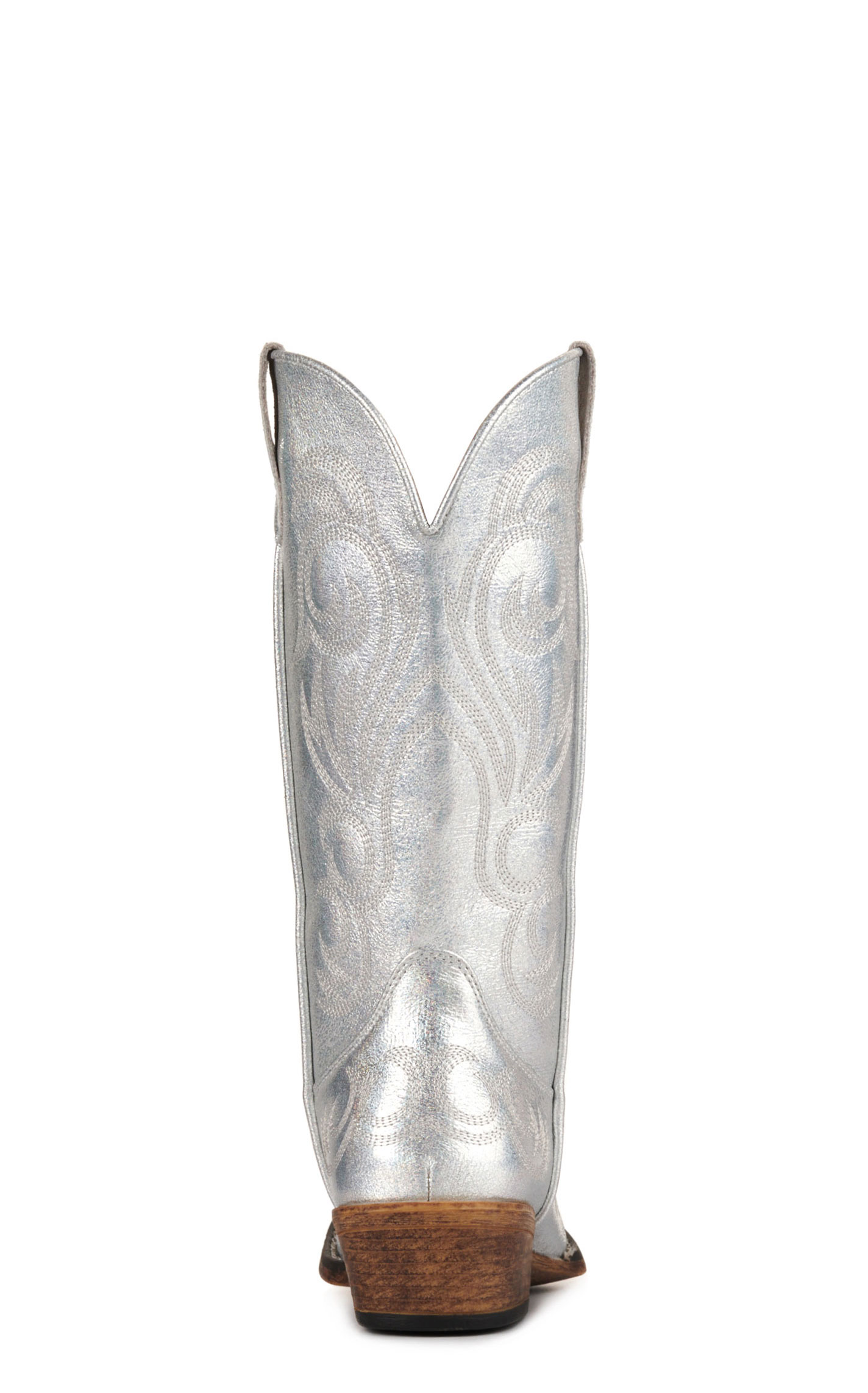 Roper Women's Metallic Silver Faux Leather with White Stitching Snip Toe Cowboy Boots - Image 1