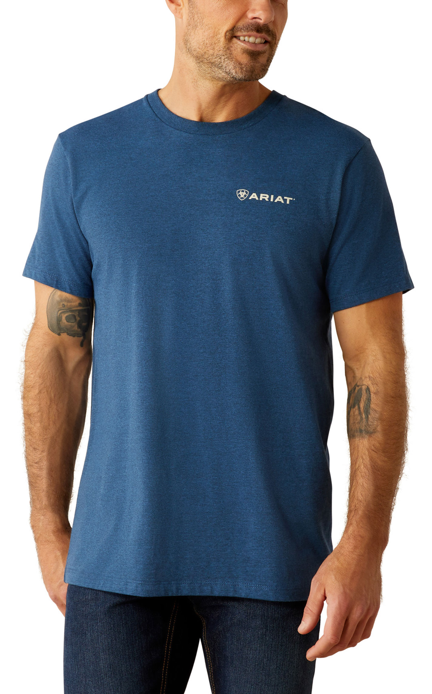 Ariat Men's Denim Blue Hex Logo Graphic T-Shirt - Image 1