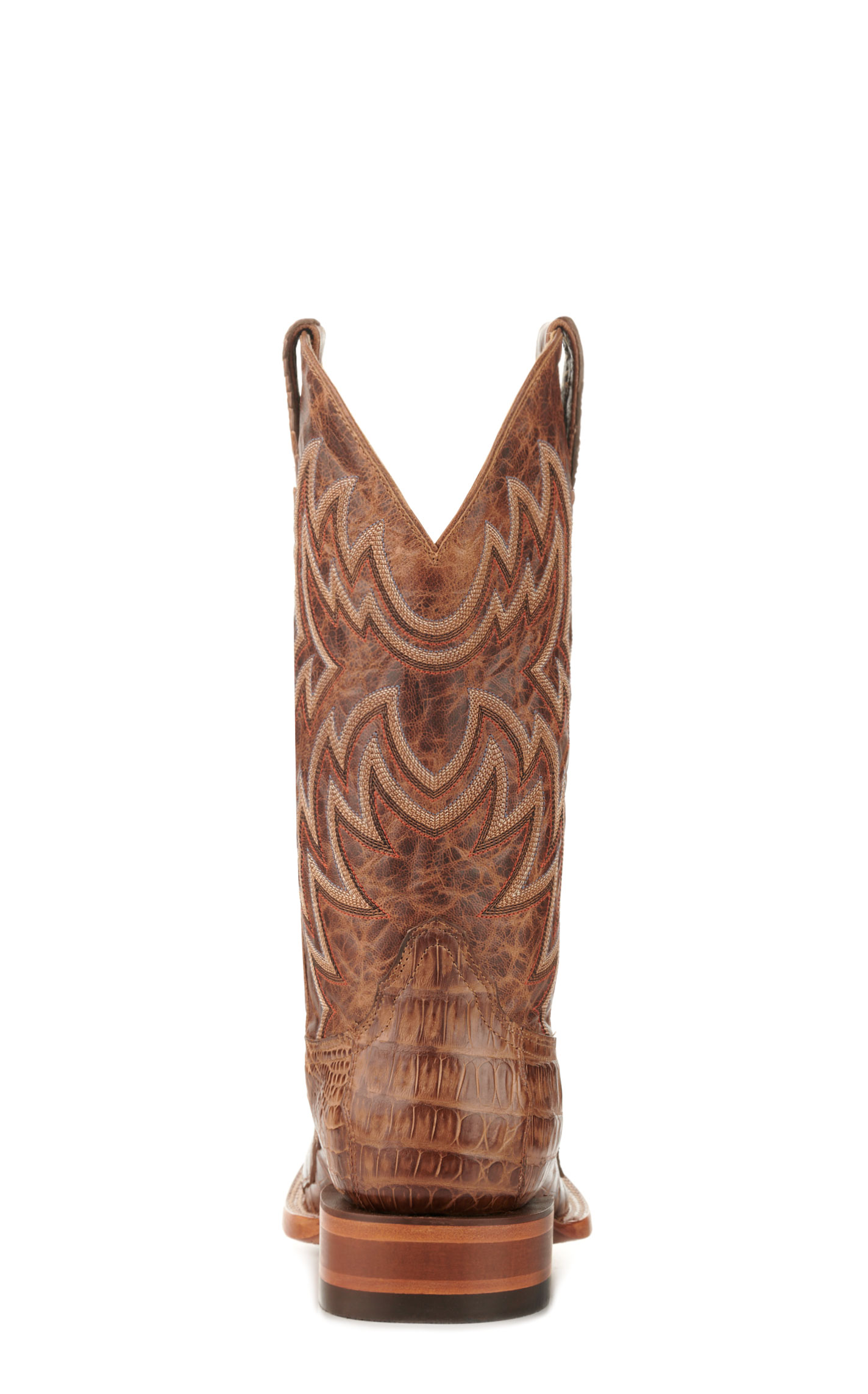 Cavender's Men's Orix Brown and Chestnut Caiman Belly Wide Square Toe Exotic Cowboy Boots - Image 1
