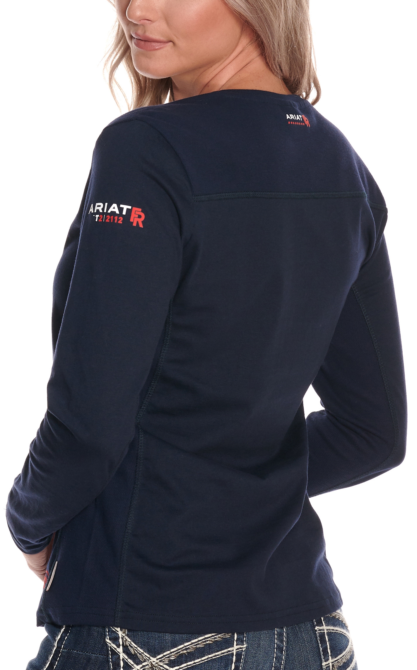 Ariat Women's Navy AC Long Sleeve FR Work Shirt - Image 1