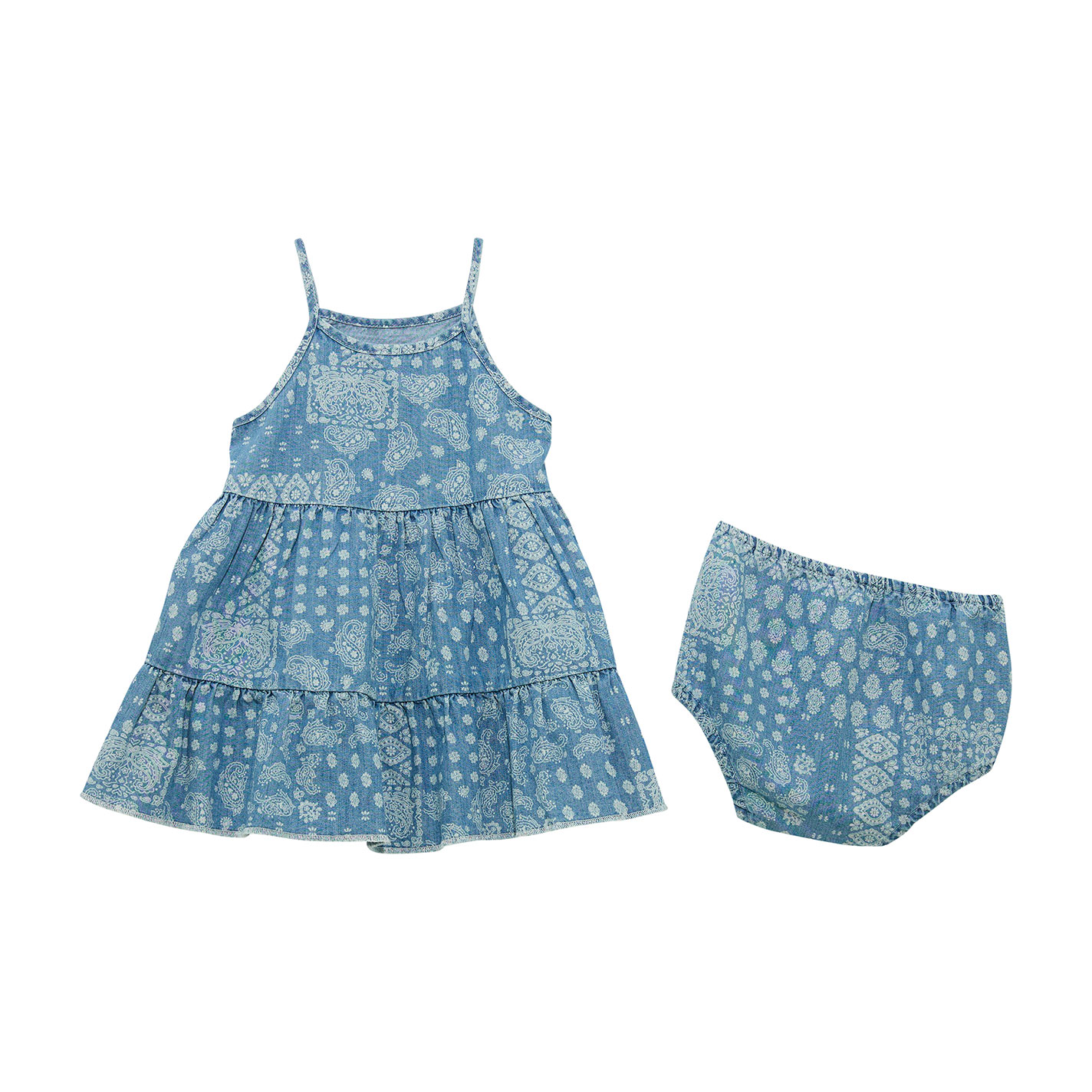 Wrangler Infant Girl's Light Wash & White Paisley Dress - Image 1