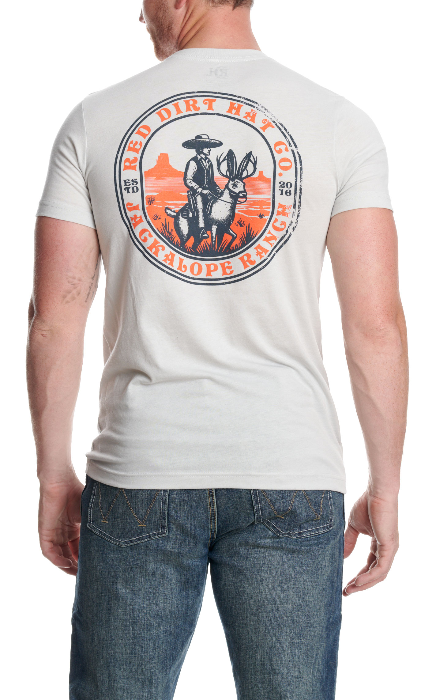 Red Dirt Hat Co. Men's Jackalope Trail Heather Silver Graphic T-Shirt - Image 2