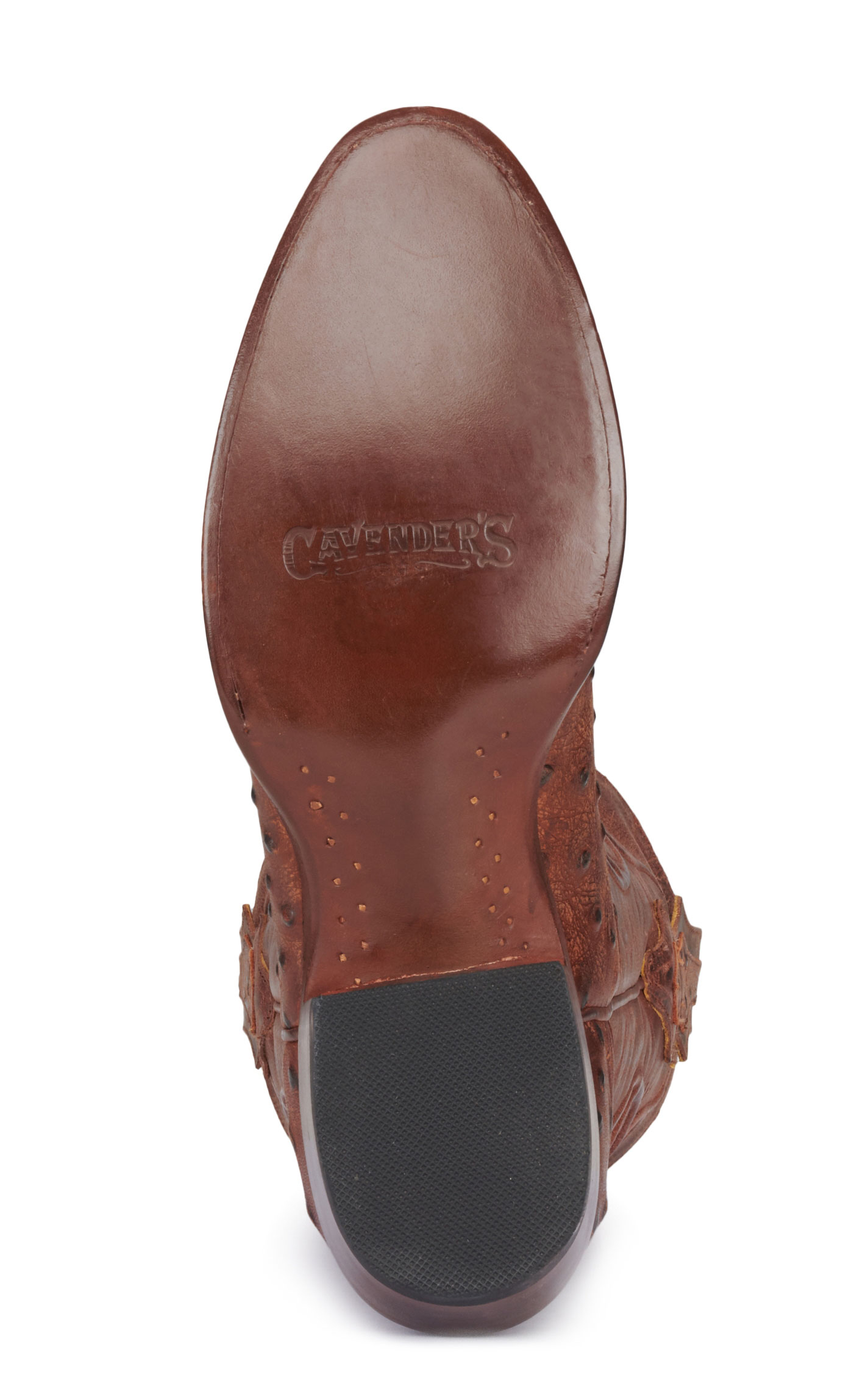 Cavender's Men's Almond Ostrich Print Round Toe Cowboy Boots - Image 1