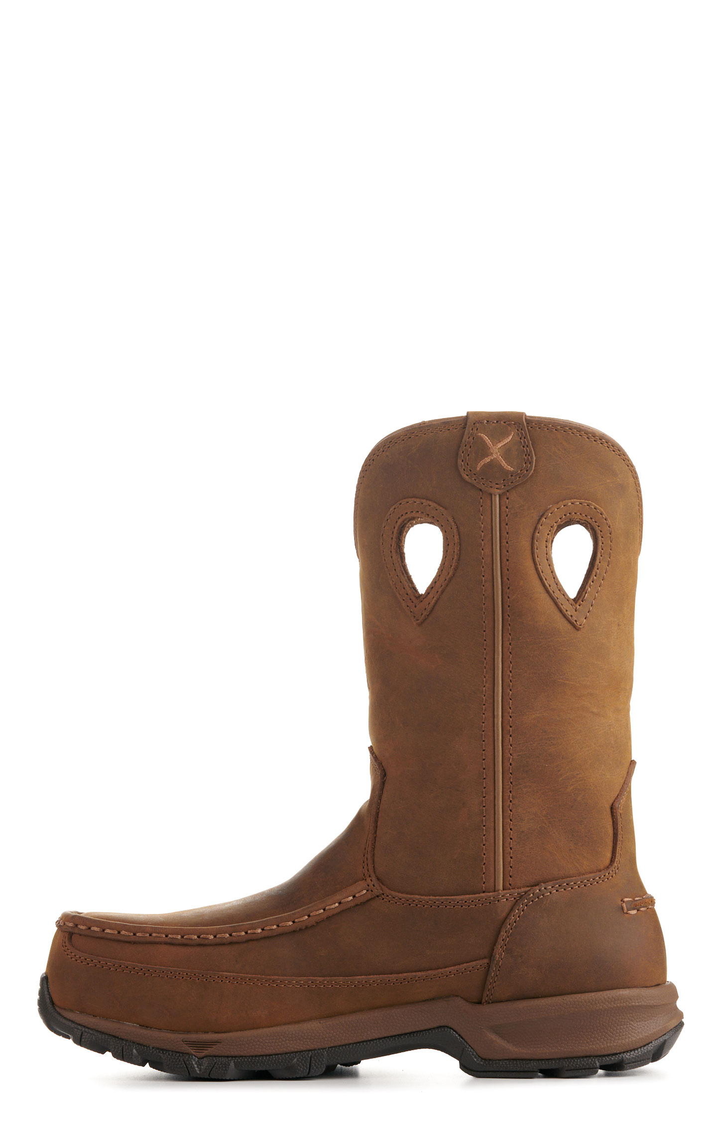 Twisted X Women's Distressed Saddle Waterproof Moc Nano Composite Toe Work Boot - Image 1