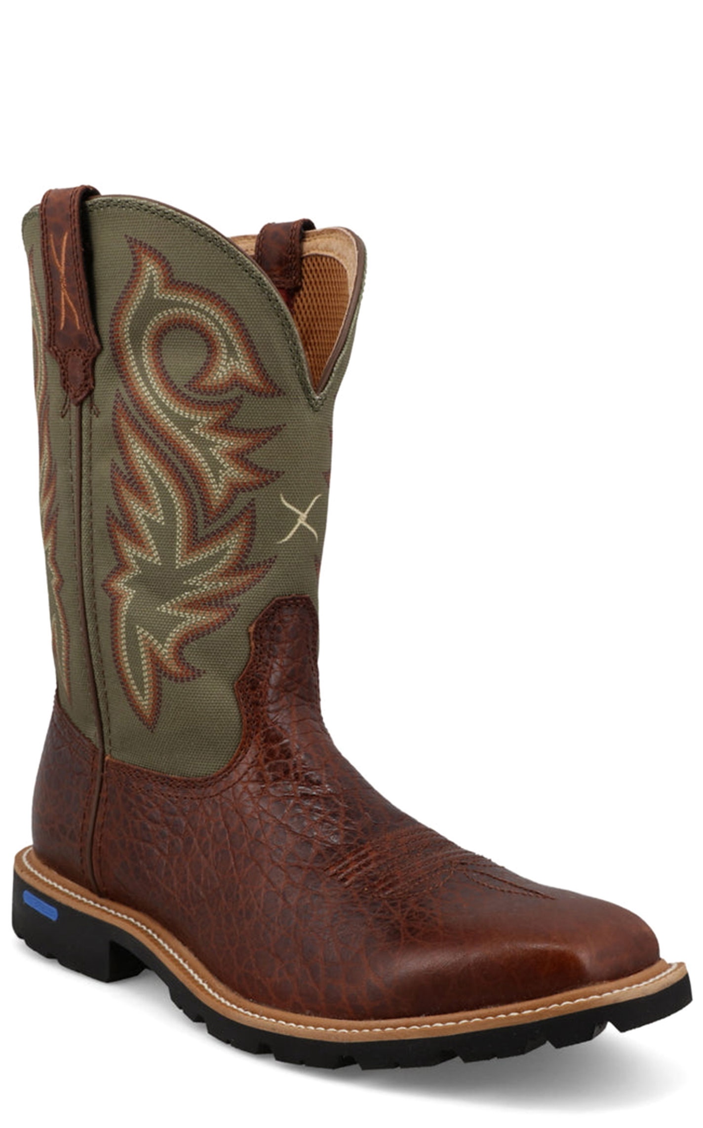 Twisted X Men's Caramel Café & Moss Tech X Performance Wide Square Toe Cowboy Boots - Image 1