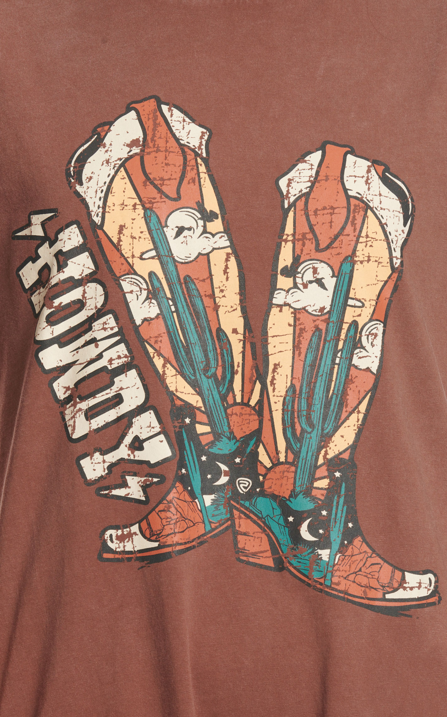 Rock & Roll Denim Women's Chocolate Howdy Boot Graphic T-Shirt Dress  - Image 1