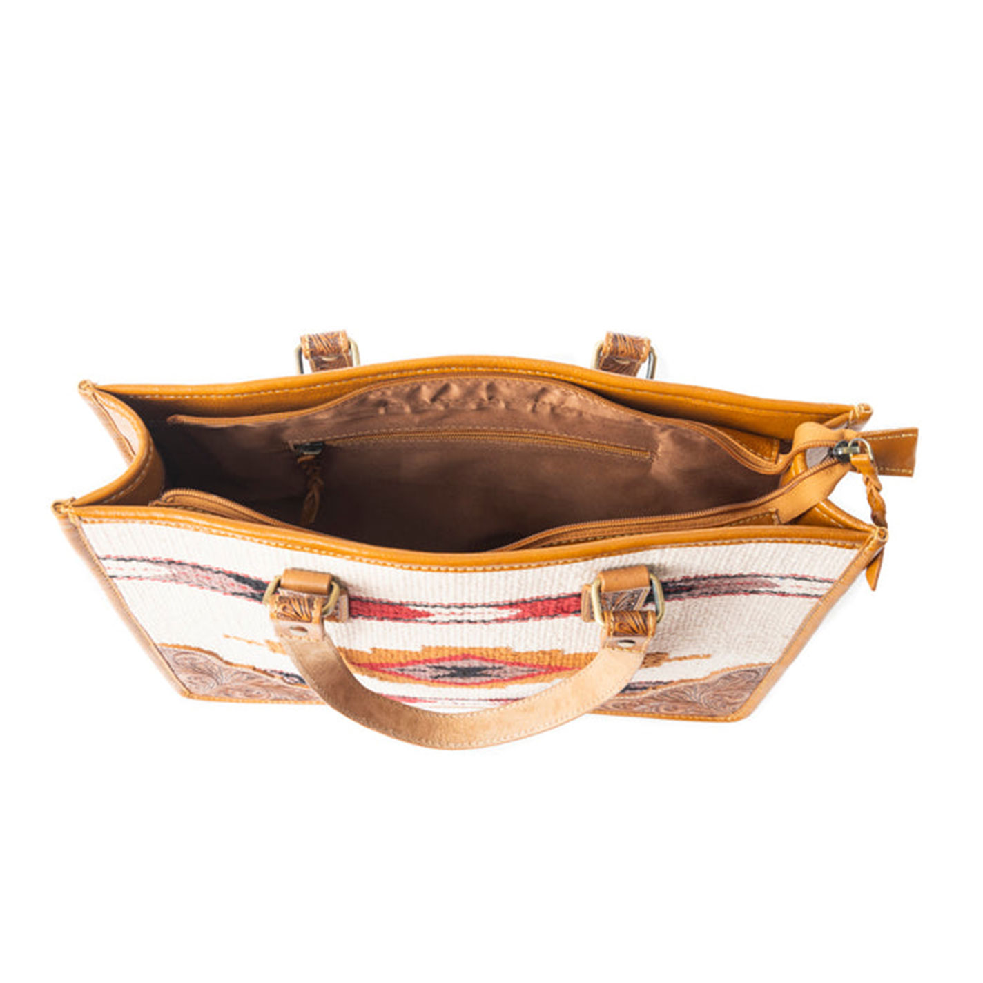 Myra Bag Cream Saddle Blanket & Leather Tote - Image 1