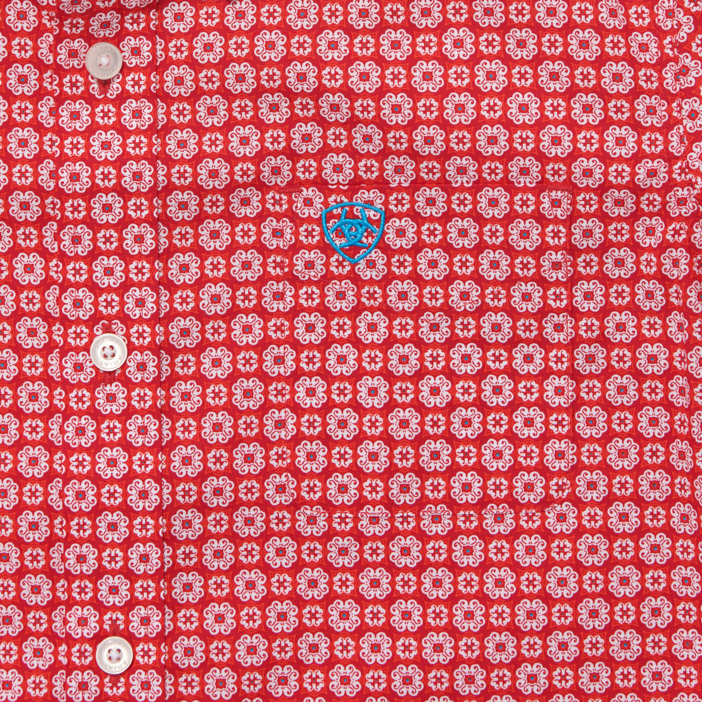 Ariat Boy's Fleetwood Molted Red Short Sleeve Shirt - Image 1