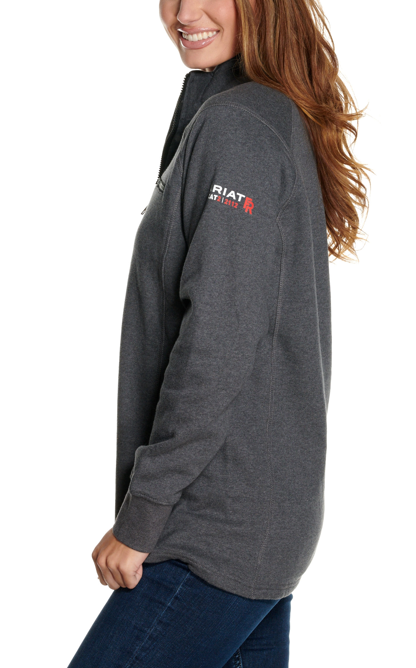 Ariat Women's Rev Charcoal Heather 1/4 Zip FR Pullover Jacket - Image 1