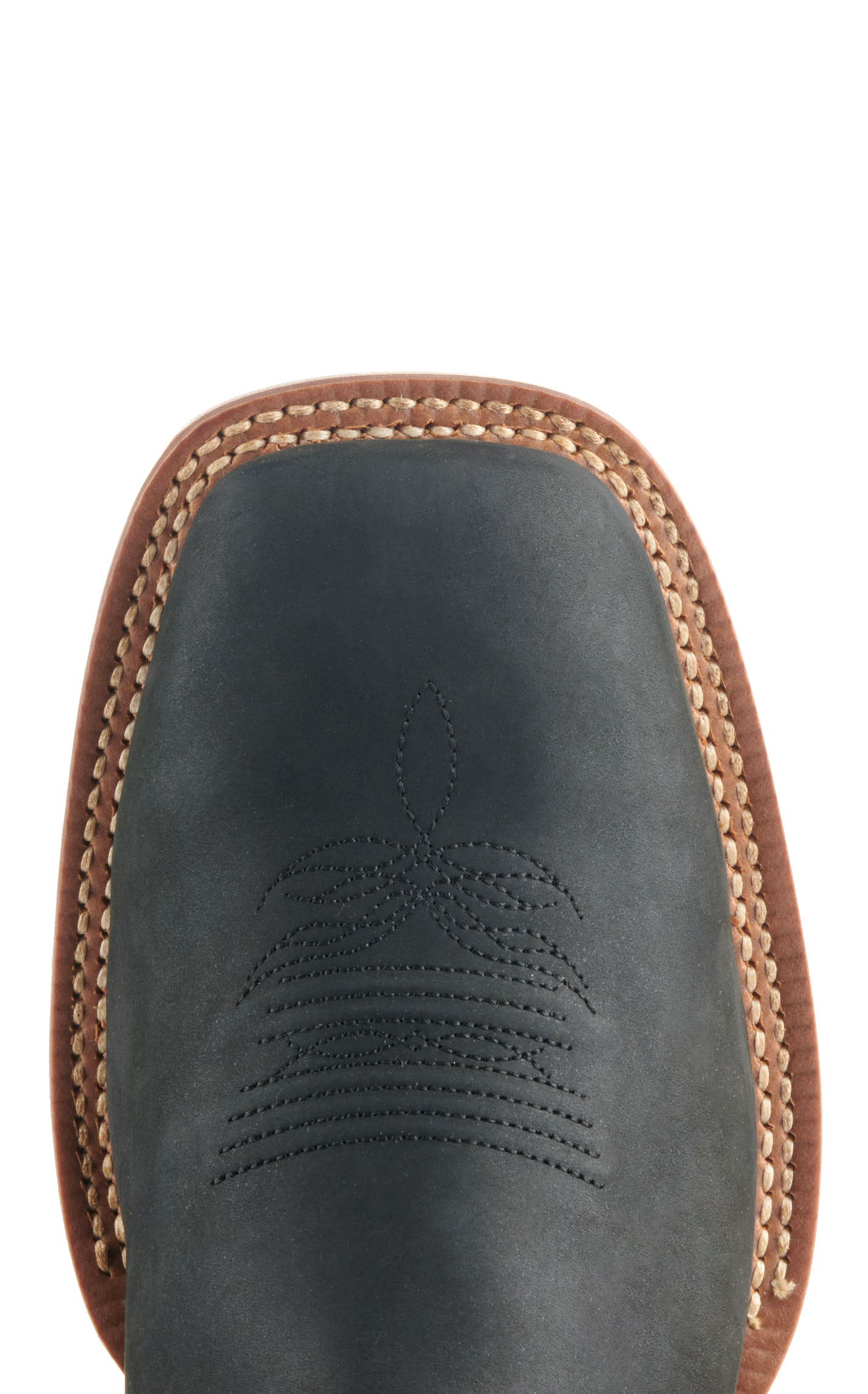 Justin Men's Frontier Tuf Black and Red Wide Square Toe Cowboy Boots - Image 1
