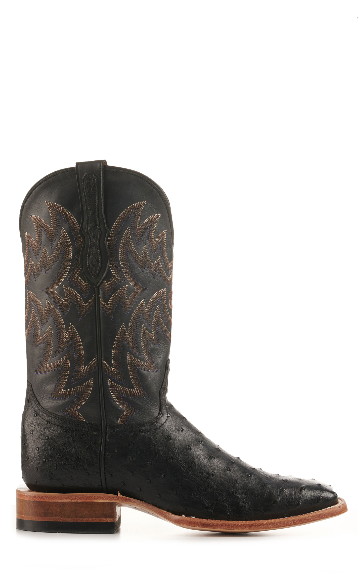 Cavender's Men's Black Full Quill Ostrich Rafter C Wide Square Toe Exotic Cowboy Boots - Image 1