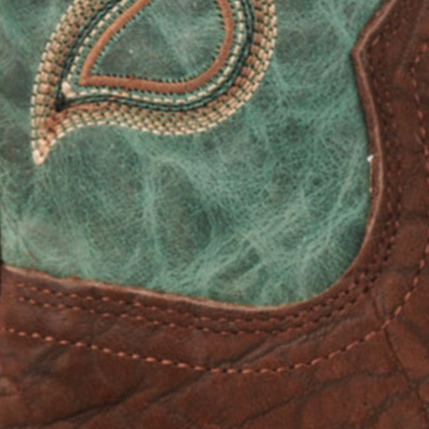 Cavender's Men's Endurance Teal and Chocolate Elephant Wide Square Toe Exotic Cowboy Boots - Image 1