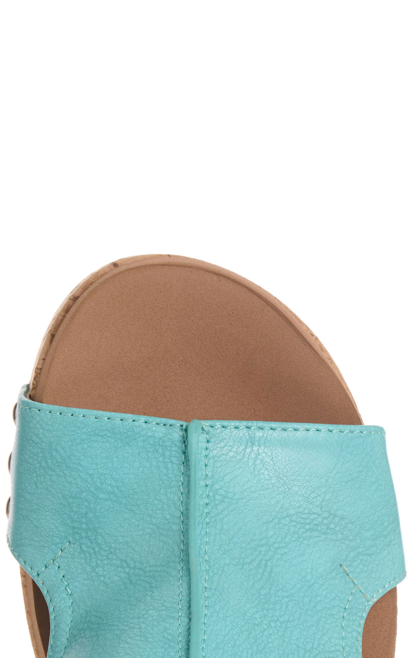 Corky's Women's Carley Teal Faux Leather Peep-Toe Wedge Sandal - Image 1