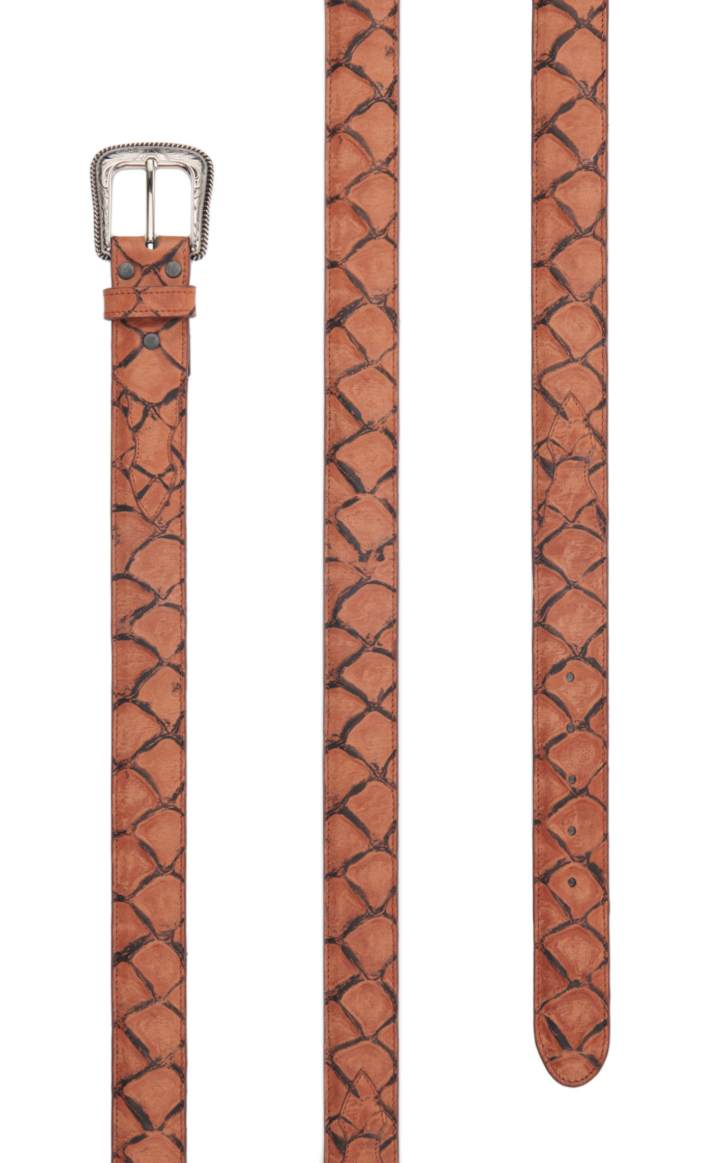 Cavender's Men's Peanut Brittle Pirarucu Print Western Belt - Image 1