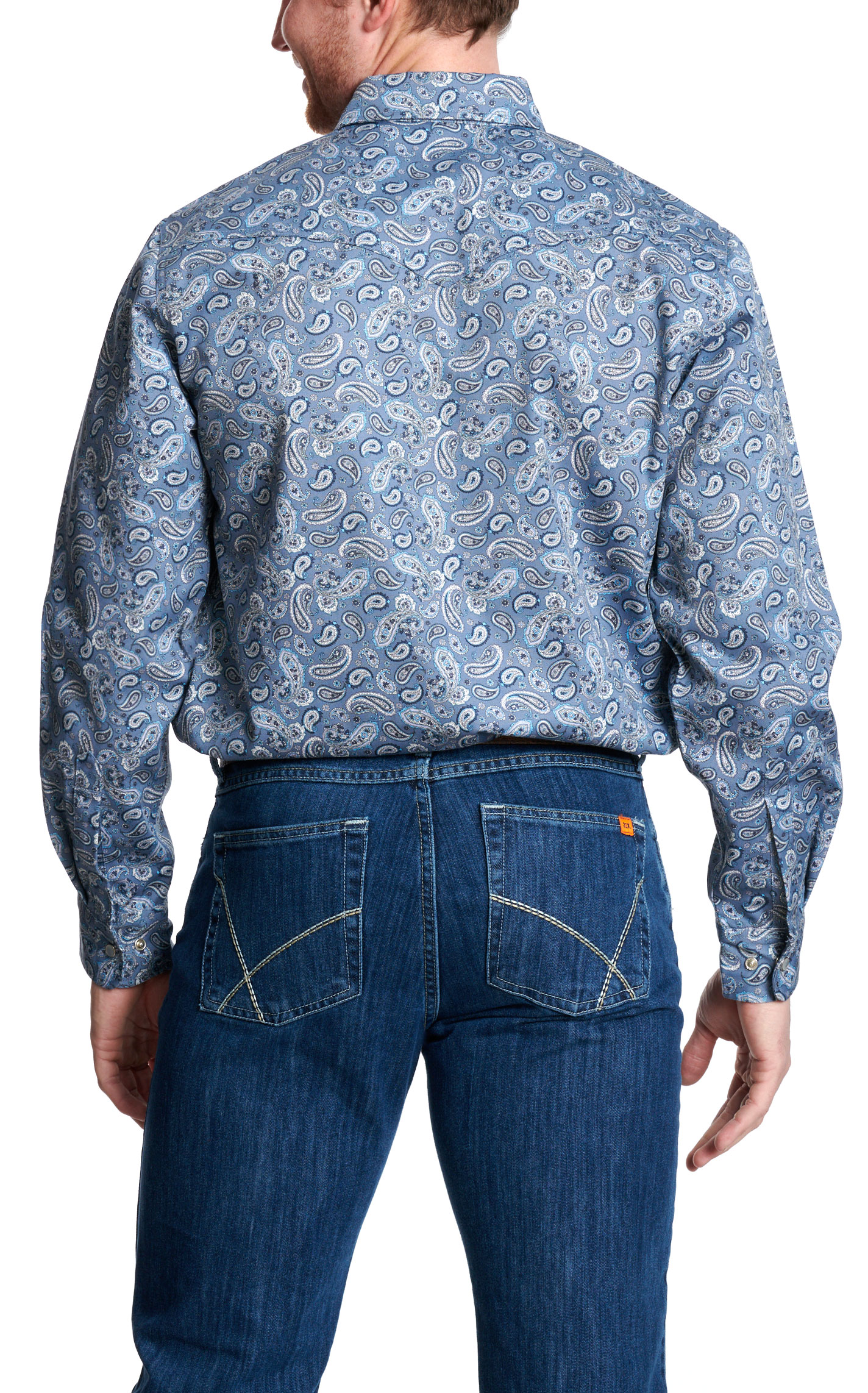 Forge Men's Steel Blue Paisley FR Work Shirt - Image 1