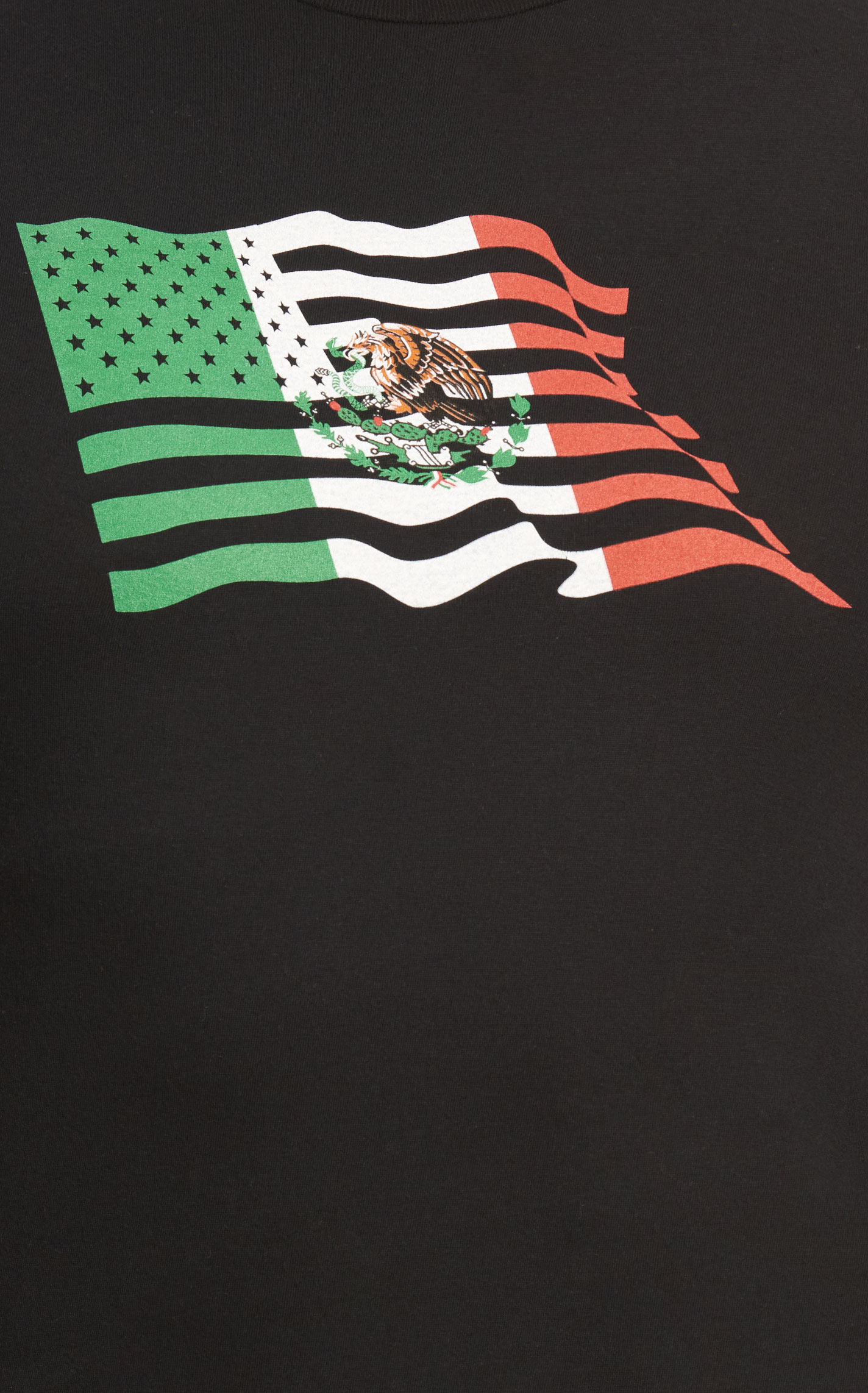 Cowboy Hardware Men's Black with Mexican Flag-American Flag Graphic Short Sleeve T-Shirt - Image 1
