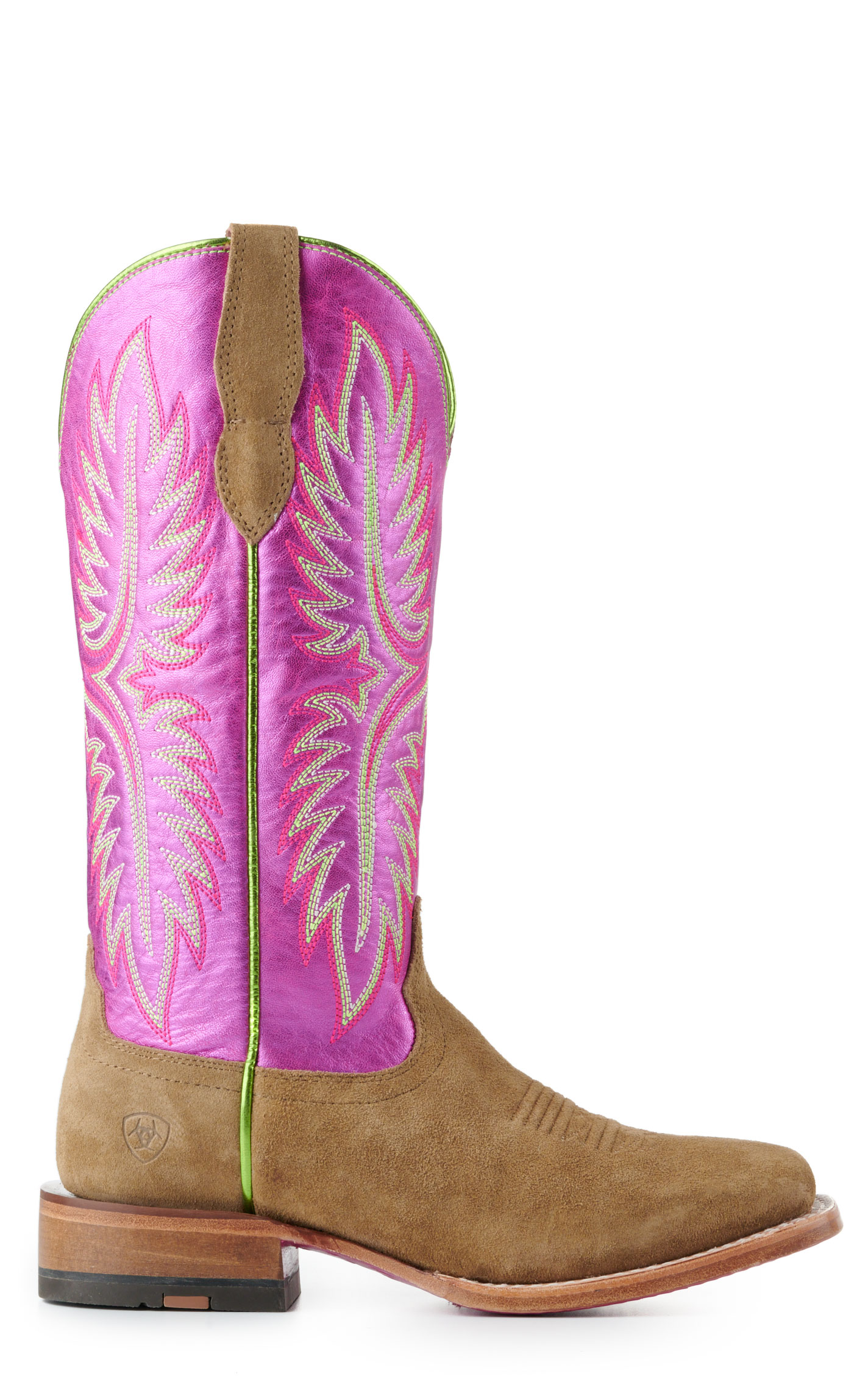 Ariat Women's Frontier Calamity Jane Metallic Pink and Dijon Roughout TekStep Square Toe Cowboy Boots - Image 1