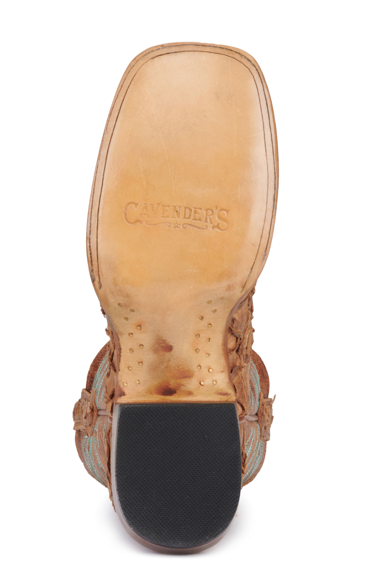 Cavender’s Women’s Pirarucu Saddle Tan and Nut Exotic Wide Square Toe Cowboy Boots  - Image 1
