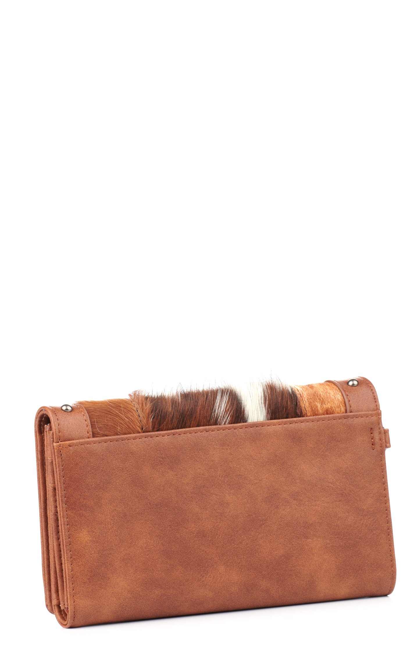 Catchfly Brown Leather & Hair on Hide Patchwork Western Wallet - Image 1