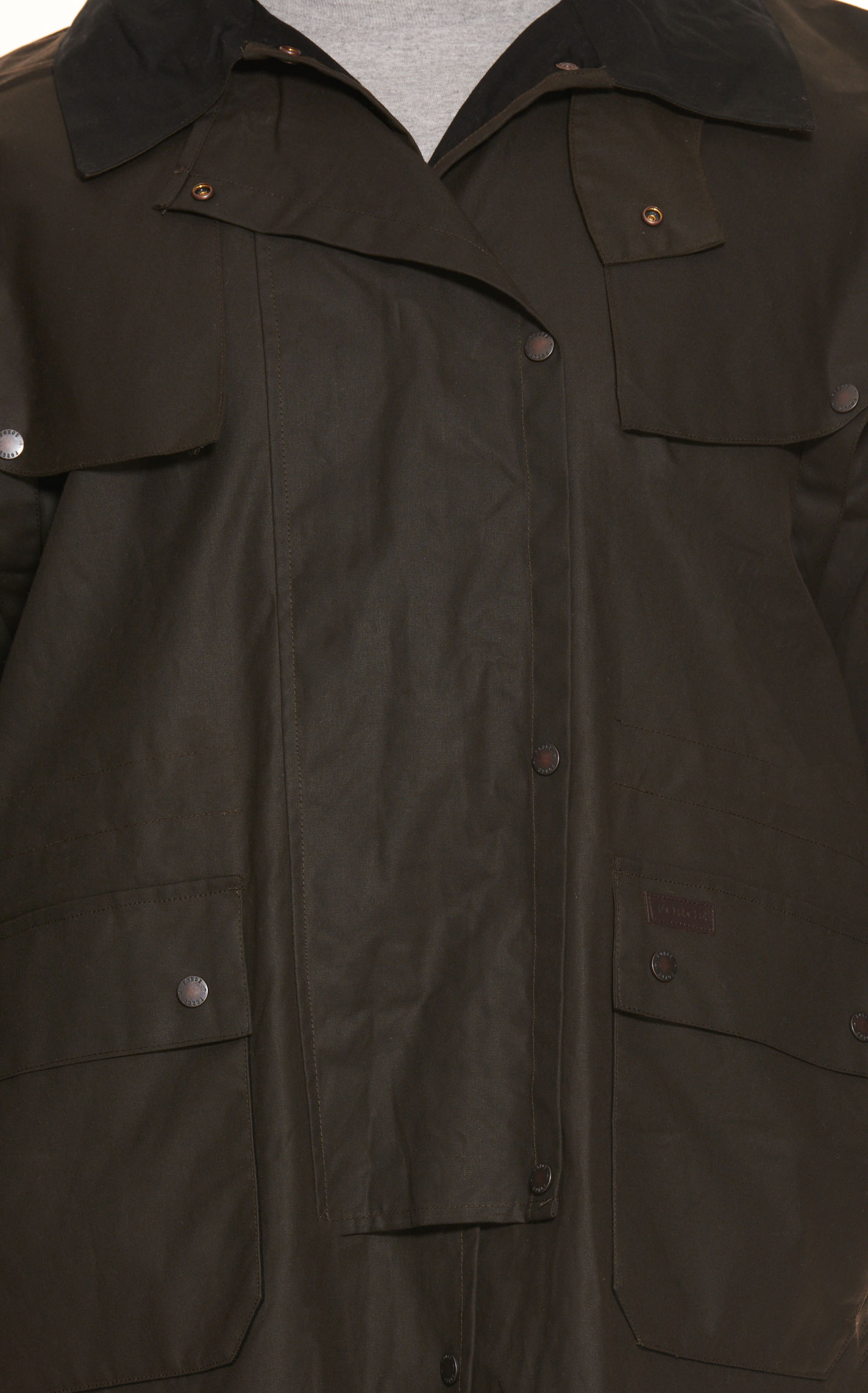 Forge Men's Dark Brown with Black Collar Oilskin Workwear Duster - Image 1