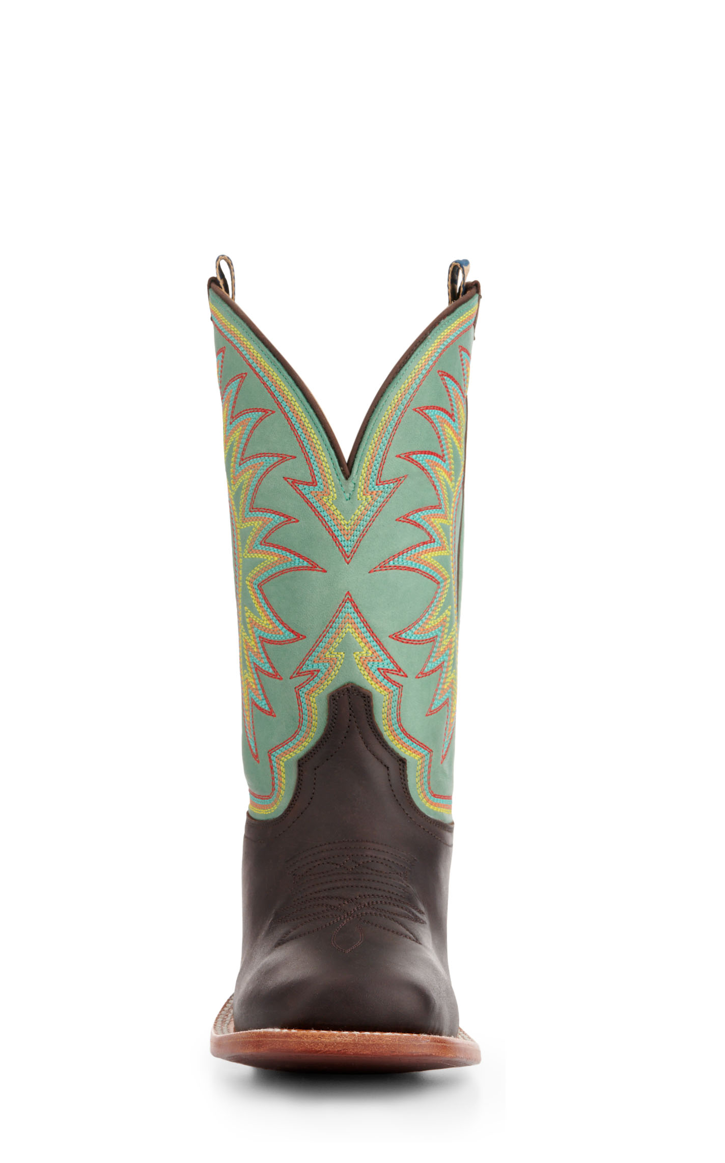 Hyer Women’s Spring Hill Vintage Mint and Chocolate Wide Square Toe Cowboy Boots - Image 1