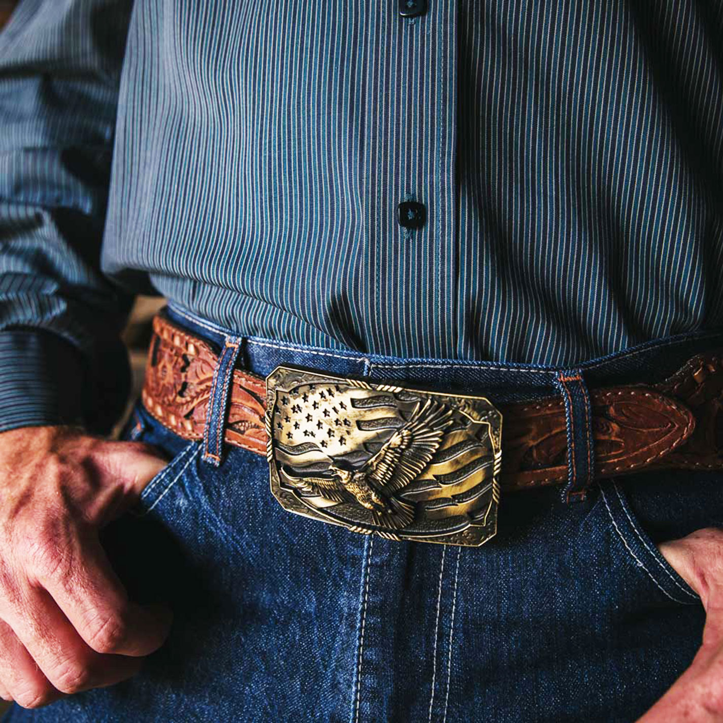 Montana Silversmith Attitude Classic Eagle and Flag Belt Buckle - Image 1