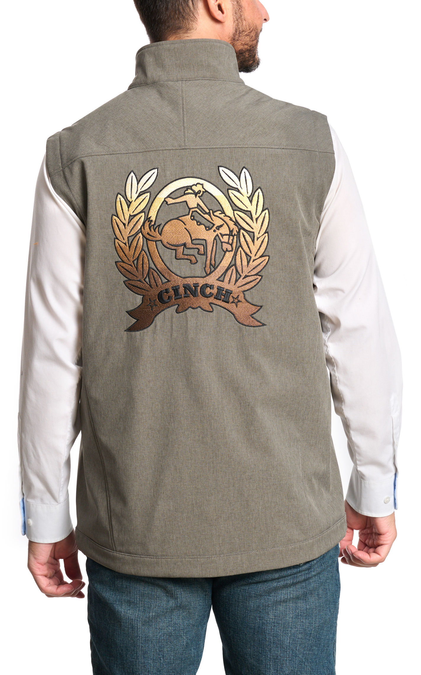 Cinch Men's Green-Gray Logo Back Embroidered Bonded Vest - Image 1