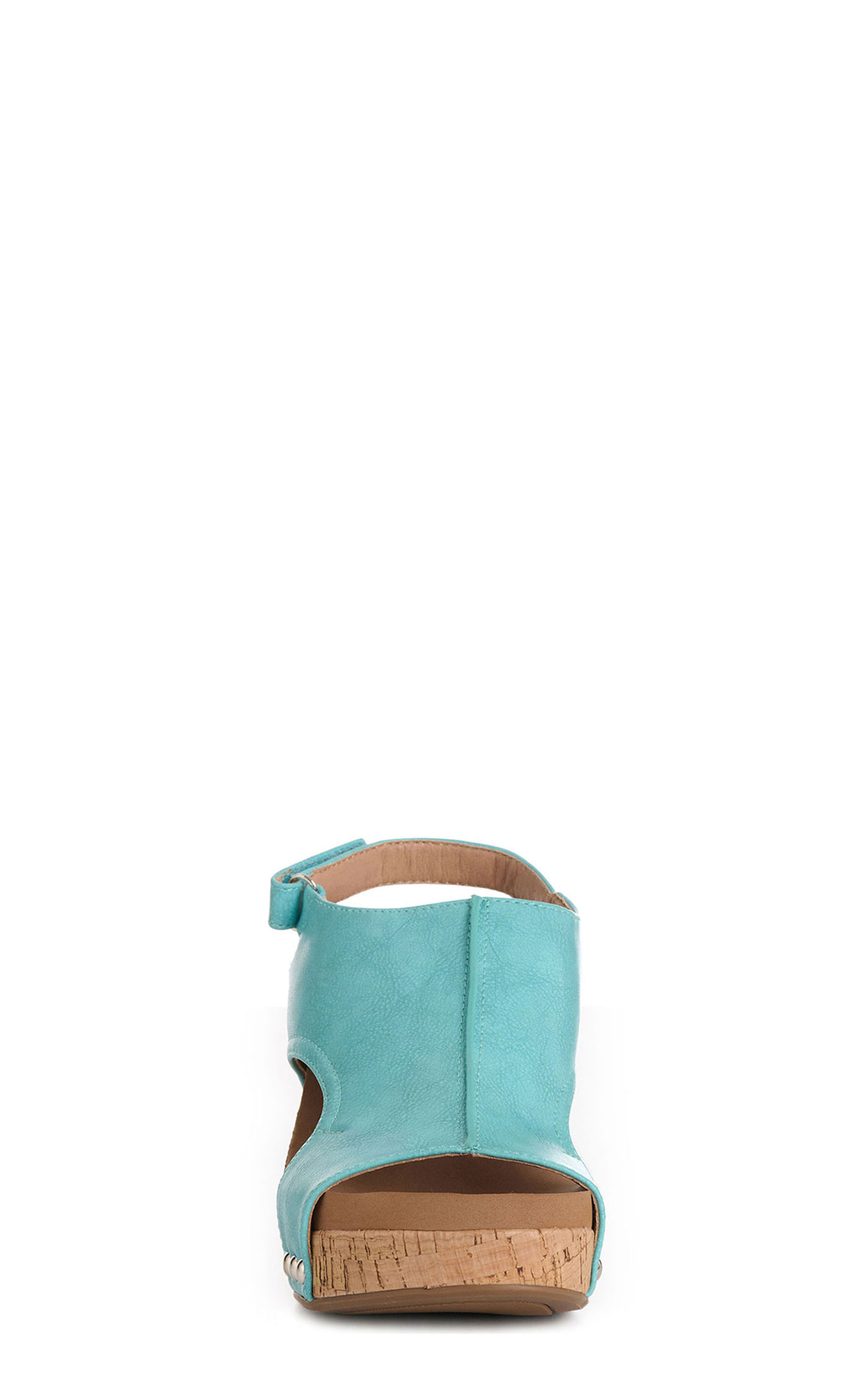 Corky's Women's Carley Teal Faux Leather Peep-Toe Wedge Sandal - Image 1