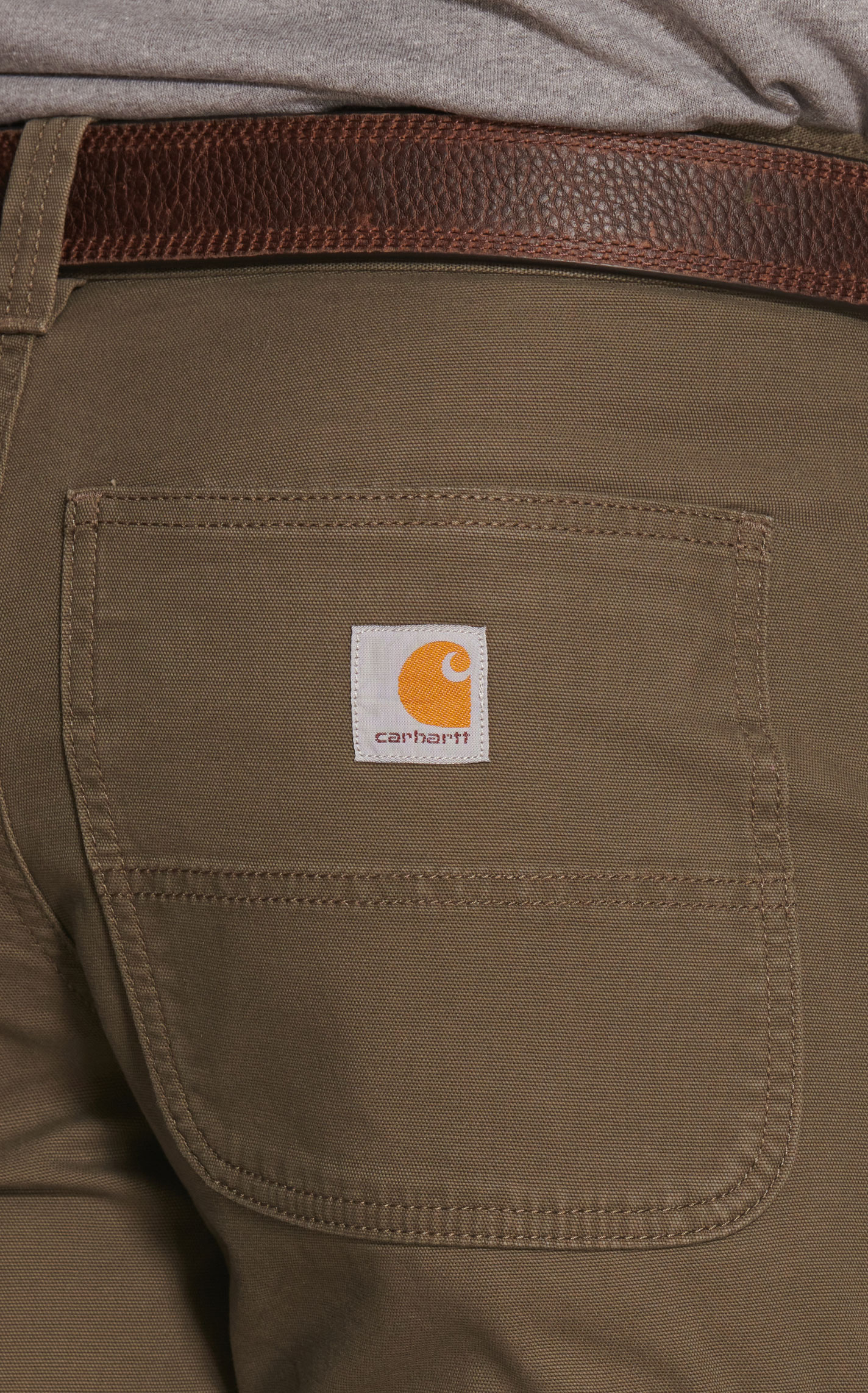 Carhartt Men's Mossy Taupe Relaxed Fit Straight Leg Rugged Flex Stretch Canvas Double-Front Work Pants - Image 1