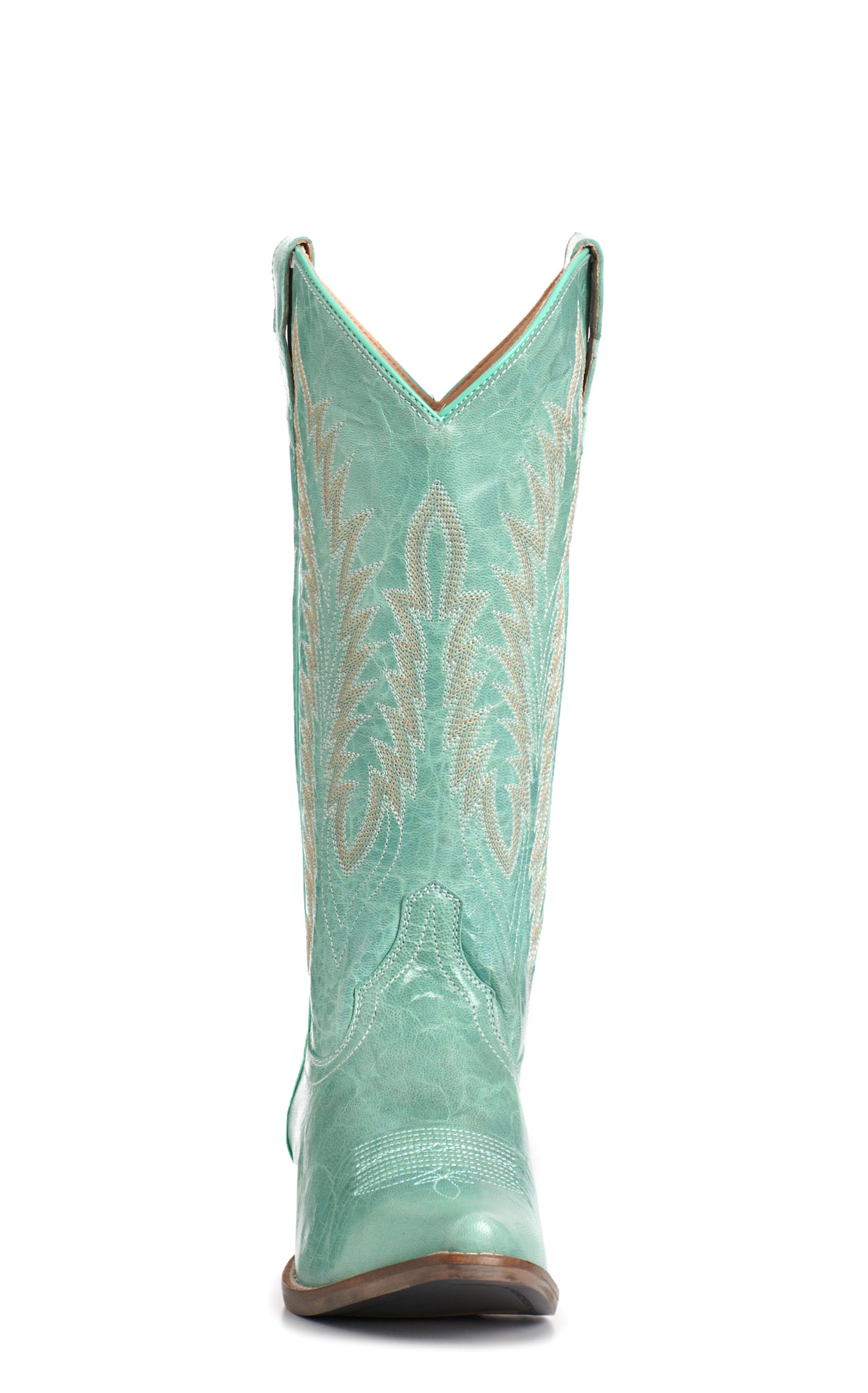Rockin' C Women's Turquoise Embroidered Snip Toe Cowboy Boots - Image 1