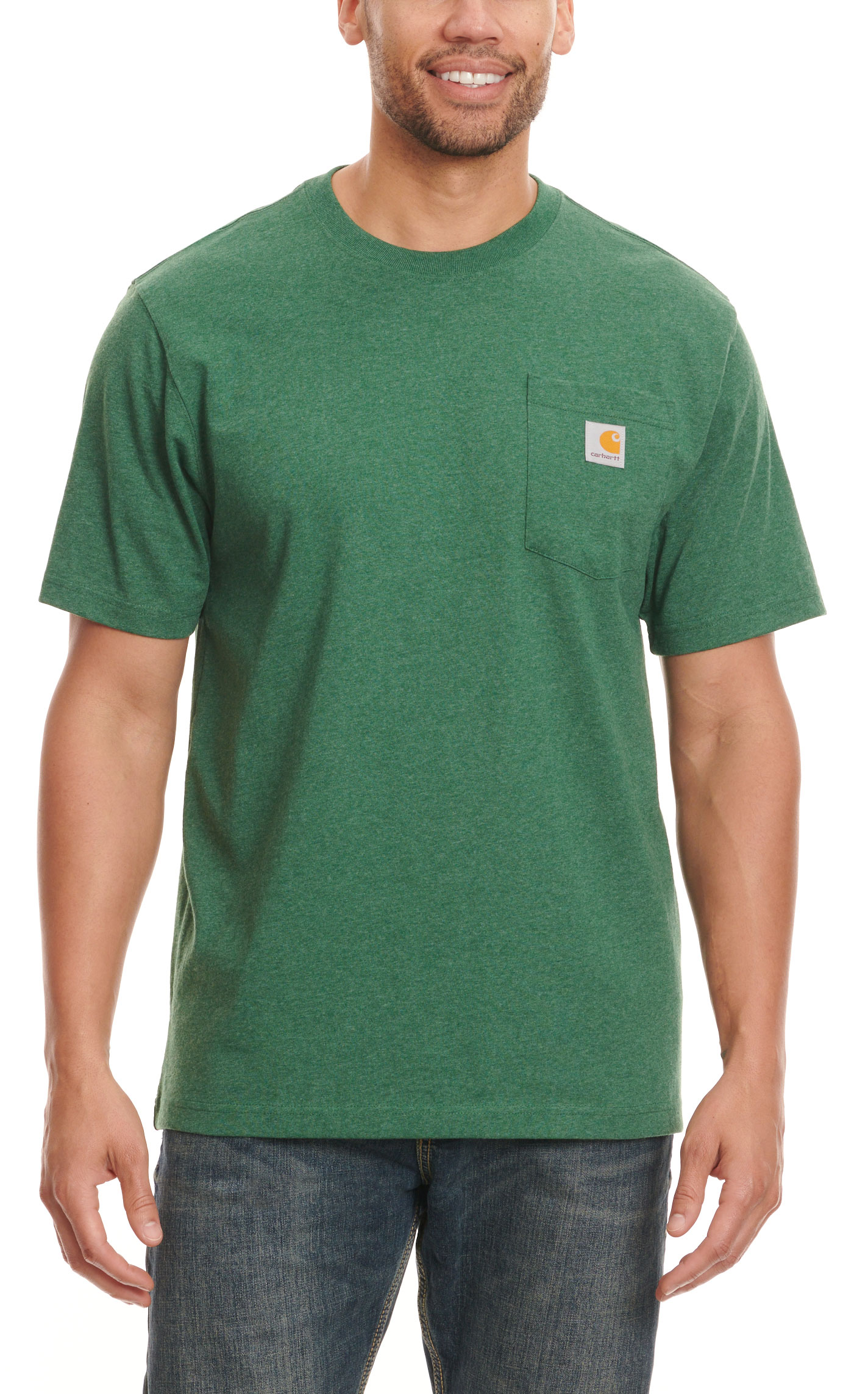 Carhartt Men's Deep Forest Green Loose Fit Short Sleeve Pocket Work T-Shirt - Image 3