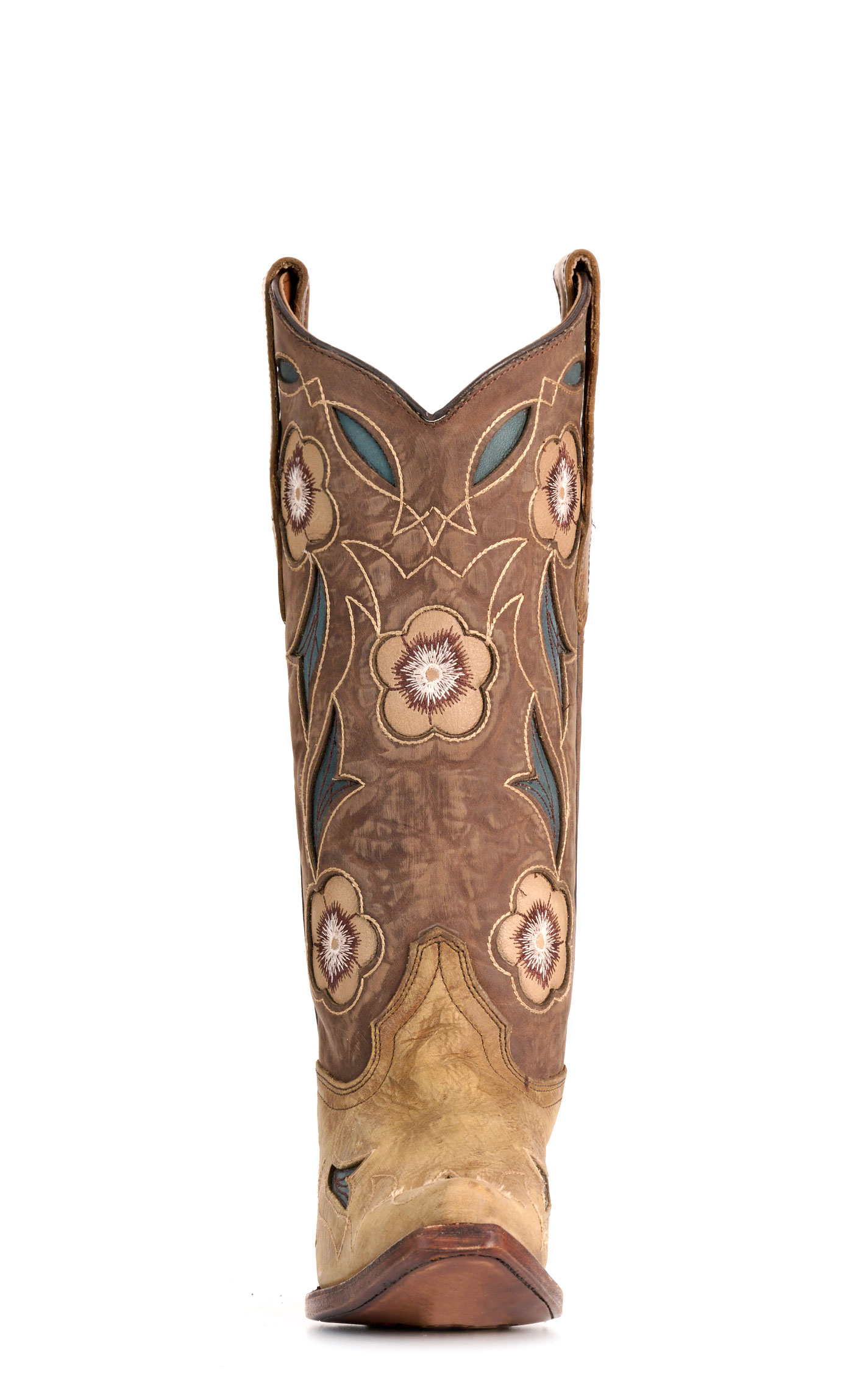 Circle G by Corral Women's Sand with Floral Inlays Snip Toe Cowboy Boots - Image 1