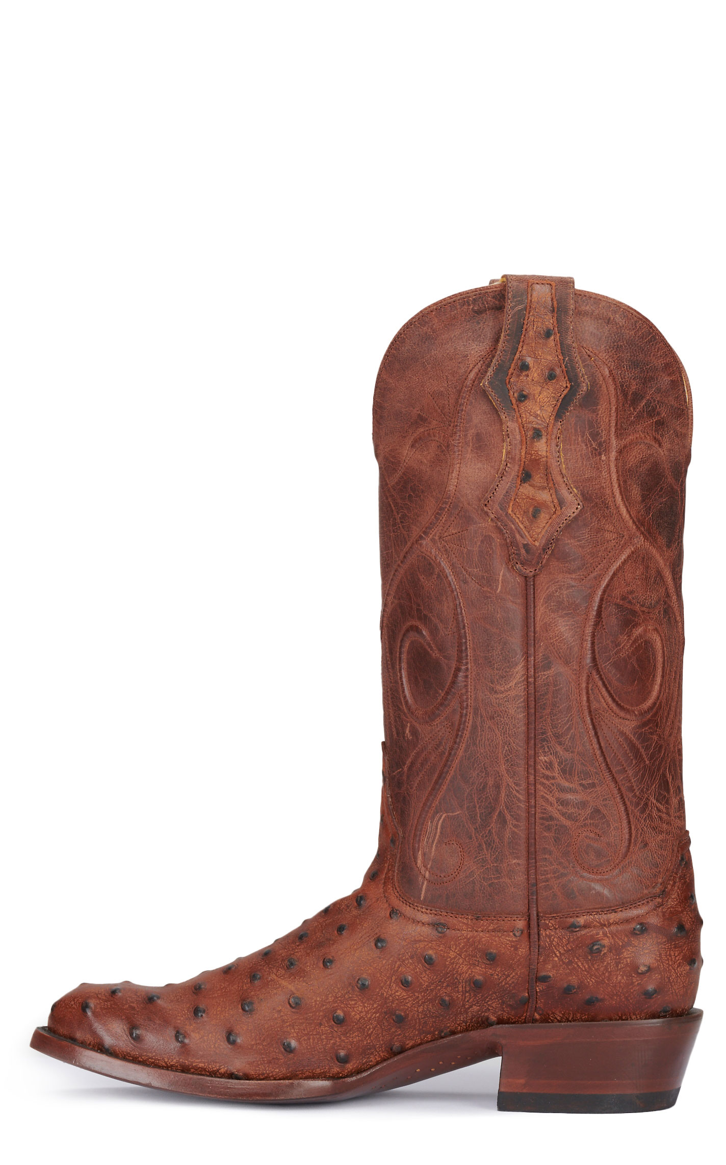 Cavender's Men's Almond Ostrich Print Round Toe Cowboy Boots - Image 1