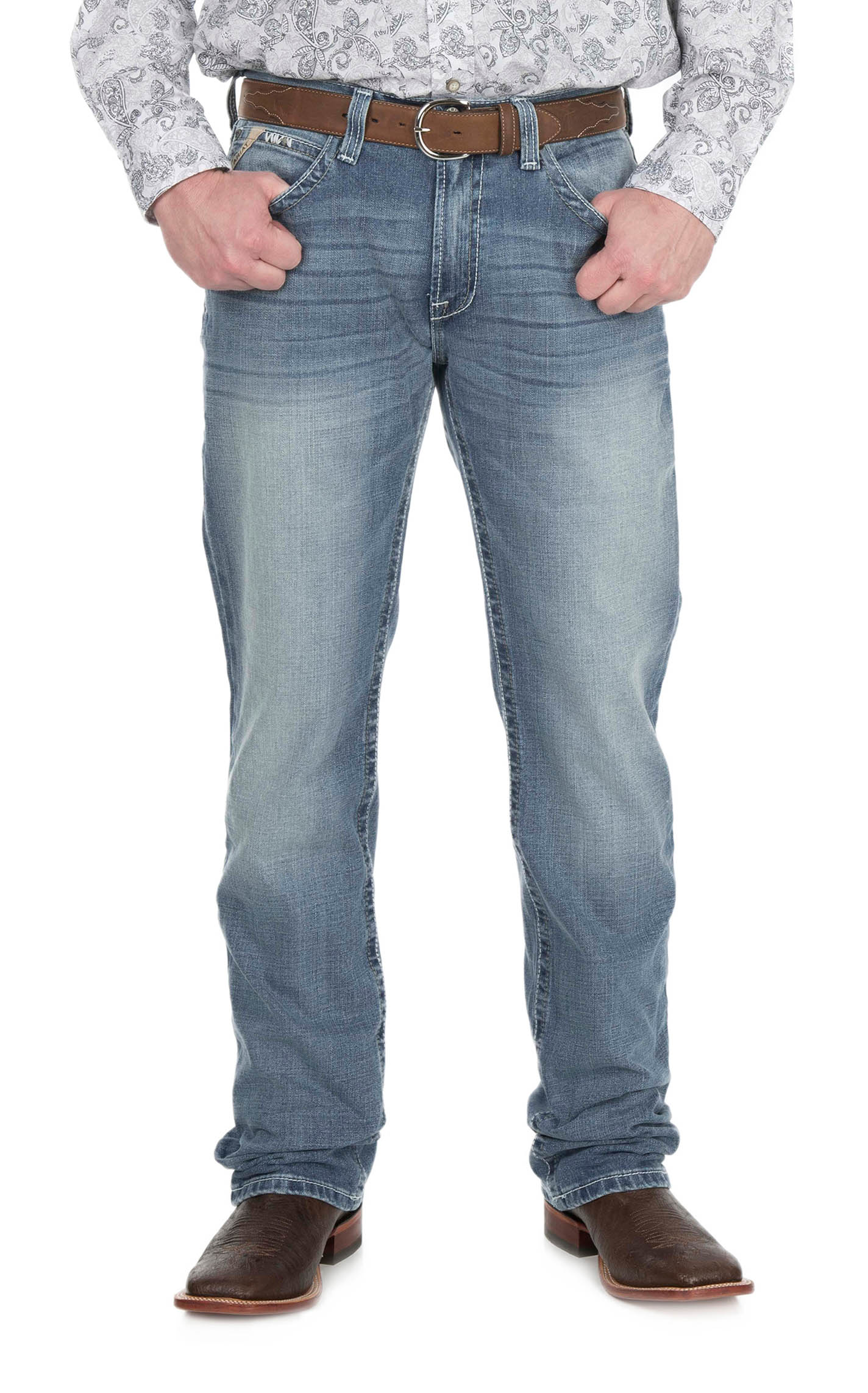 Ariat Men's M2 Stirling Shasta Light Wash Relaxed Fit Boot Cut Jeans - Extended Sizes - Image 1