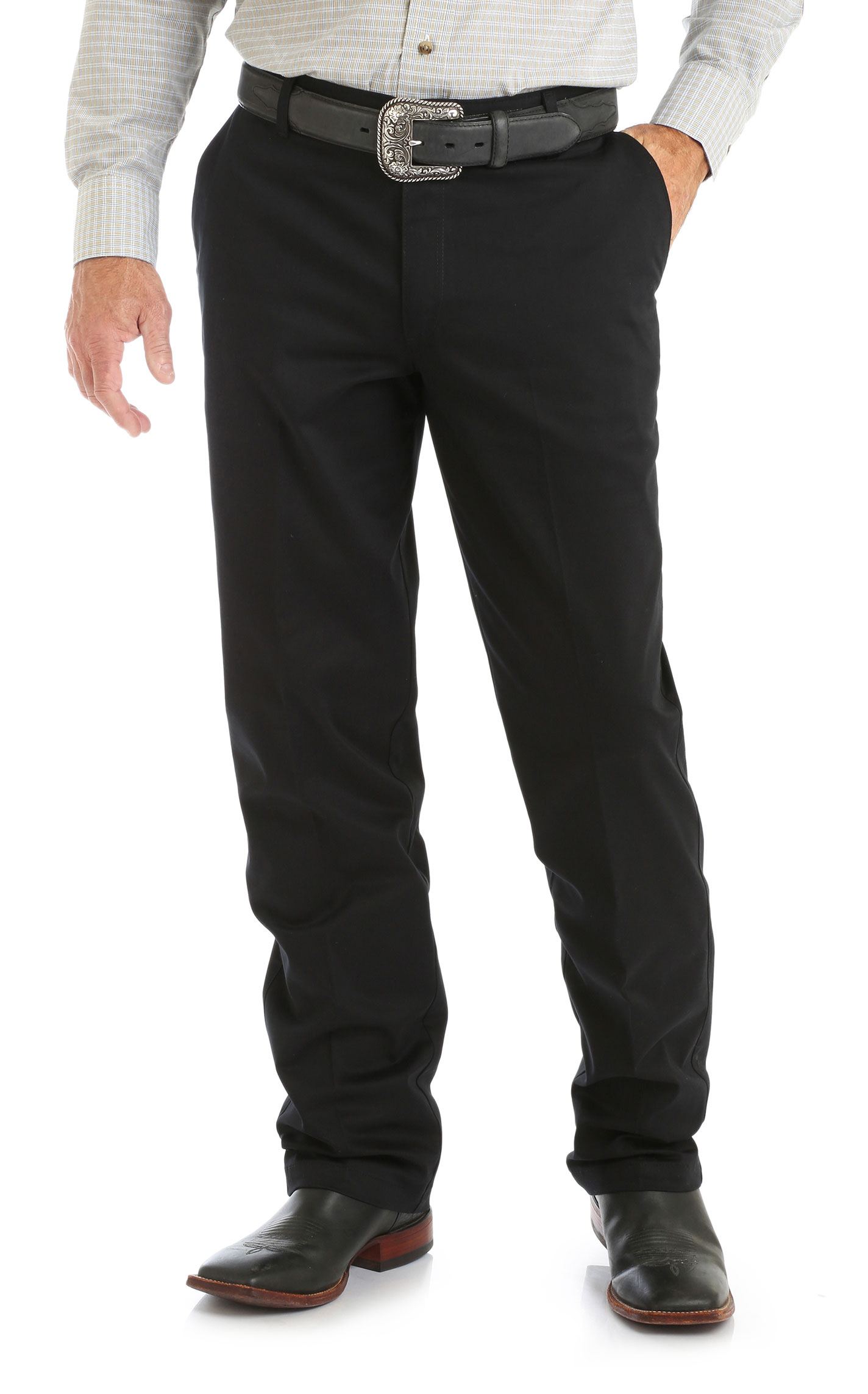 Wrangler Men's Black Flat Front Relaxed Fit Wrinkle Resistant Casual Pants - Tall - Image 1