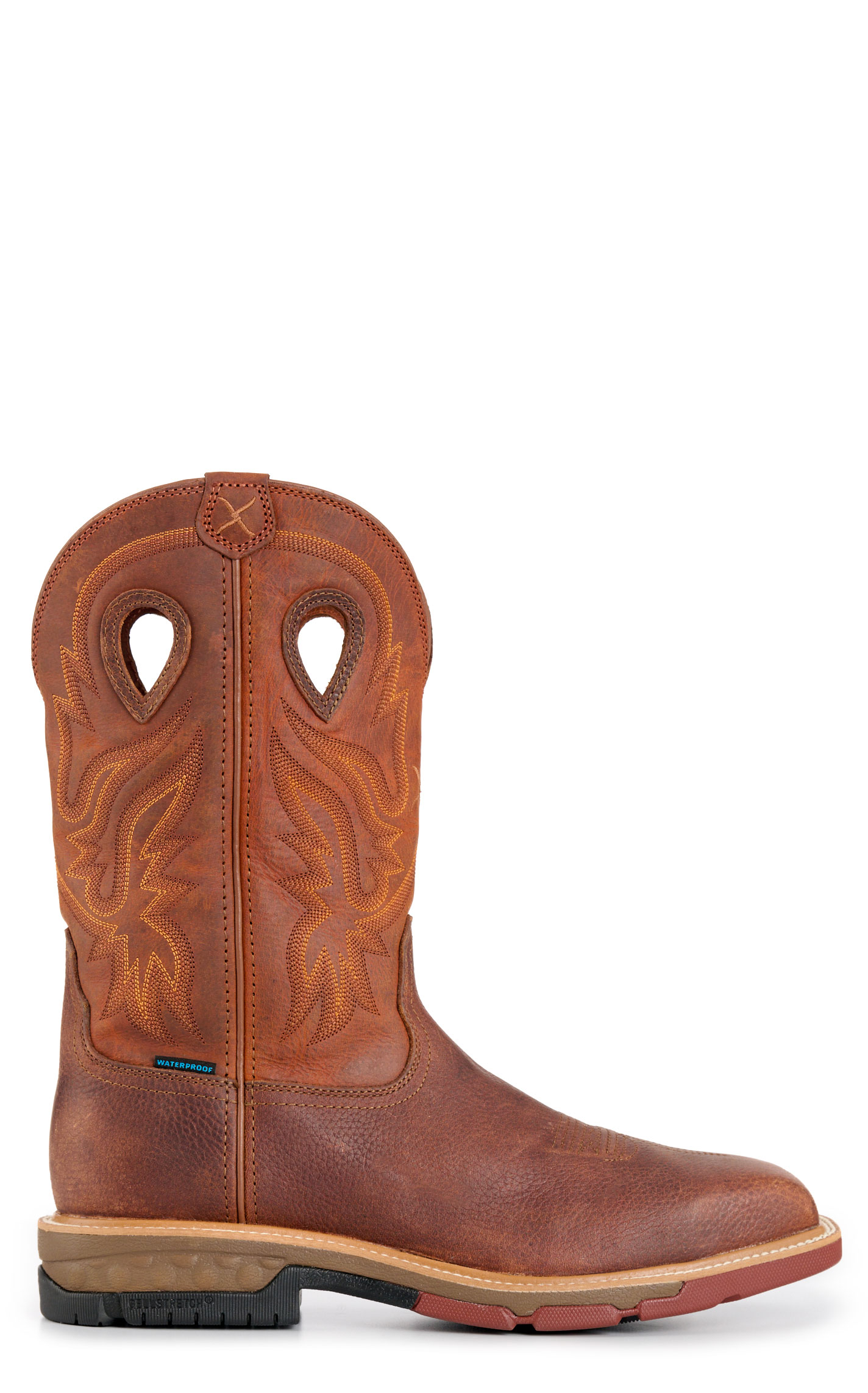 Twisted X Men’s Ginger and Rust CellStretch Wide Square Nano Composite Toe Work Boots - Image 1
