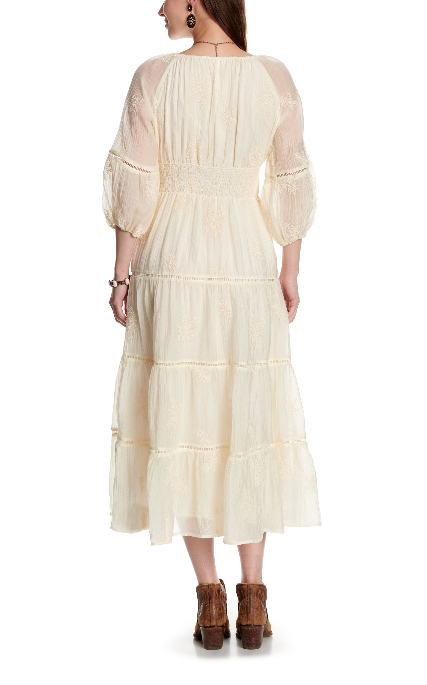 Endless Blu Women's Cream V-Neck Maxi Dress - Image 1