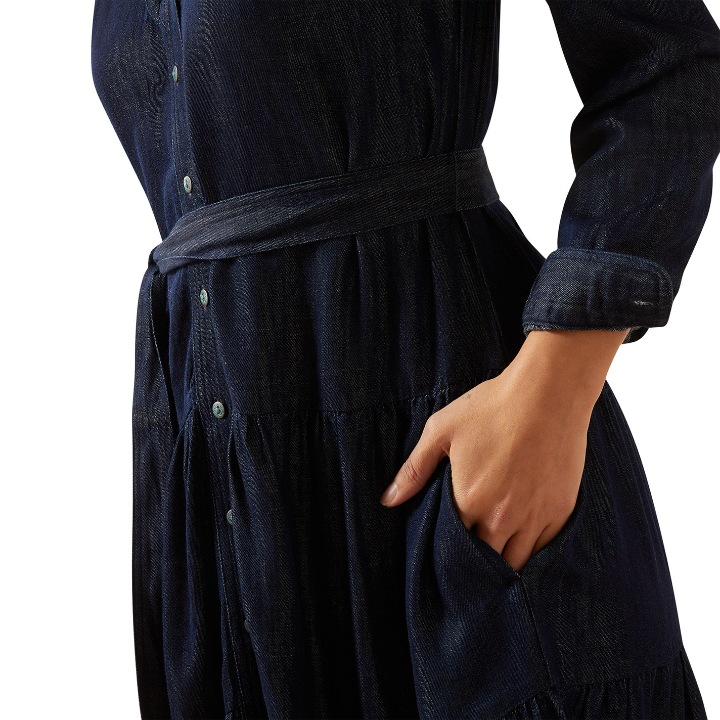 Ariat Women's Sahara Blue Denim Tiered Dress - Image 1