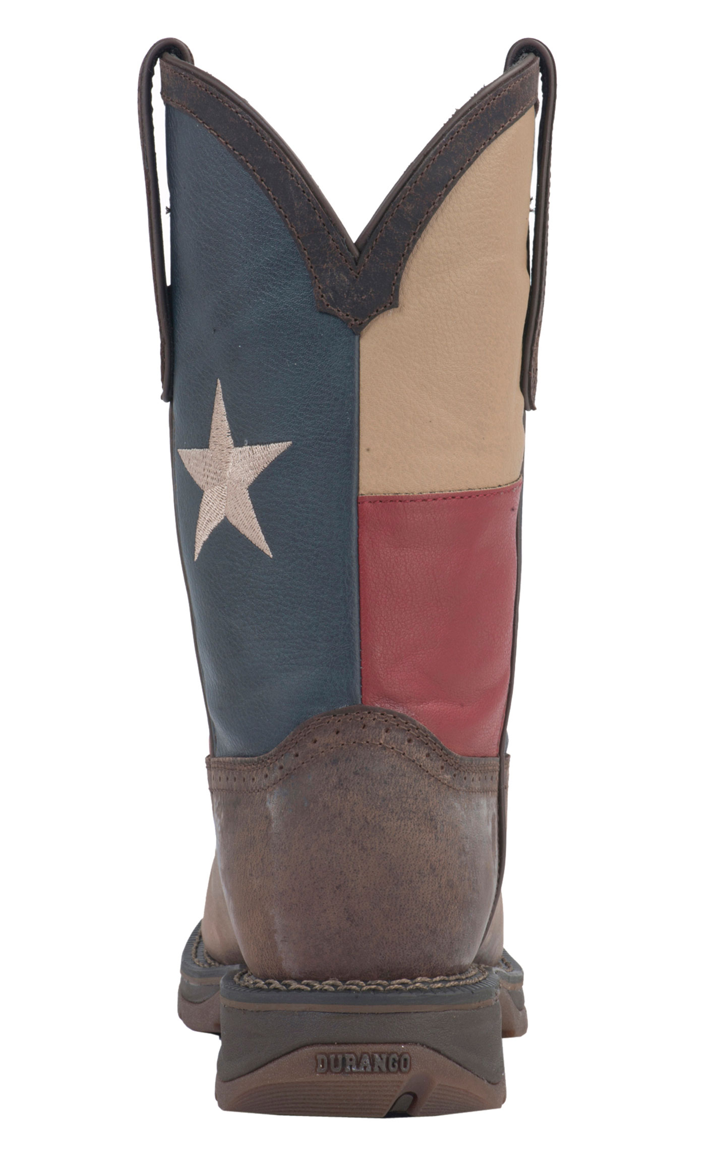 Durango Men's Rebel Distressed Brown and Texas Flag Square Steel Toe Work Boot - Image 1