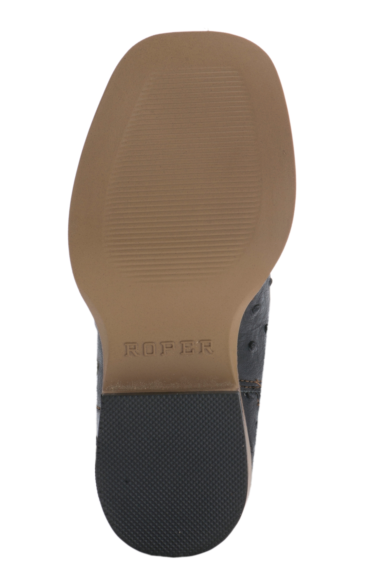 Roper Toddler Black Ostrich Print with Tan Square Toe Cowboy Boots - Image 1