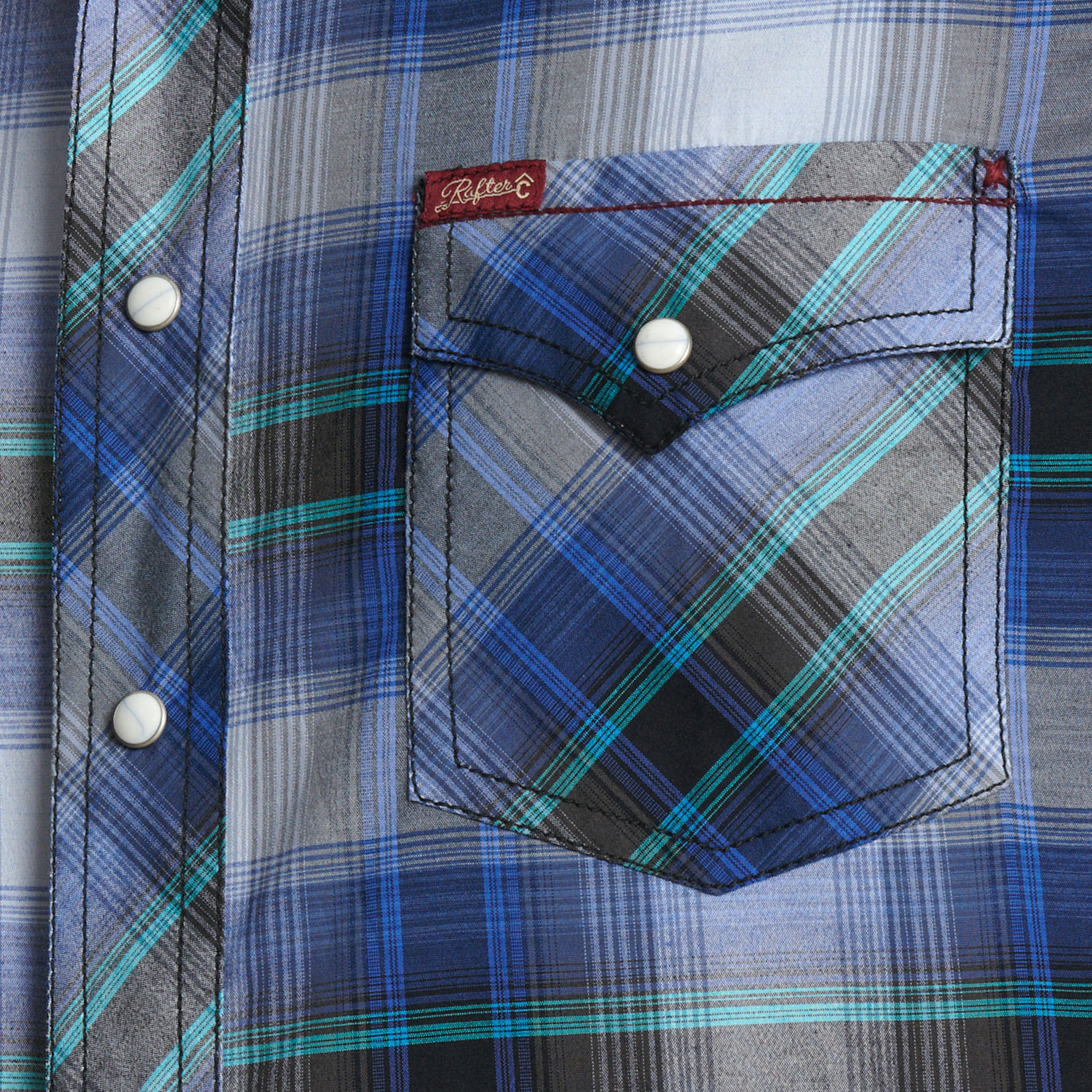 Rafter C Red Dirt Collection Men's Blue Plaid Western Shirt - Image 1