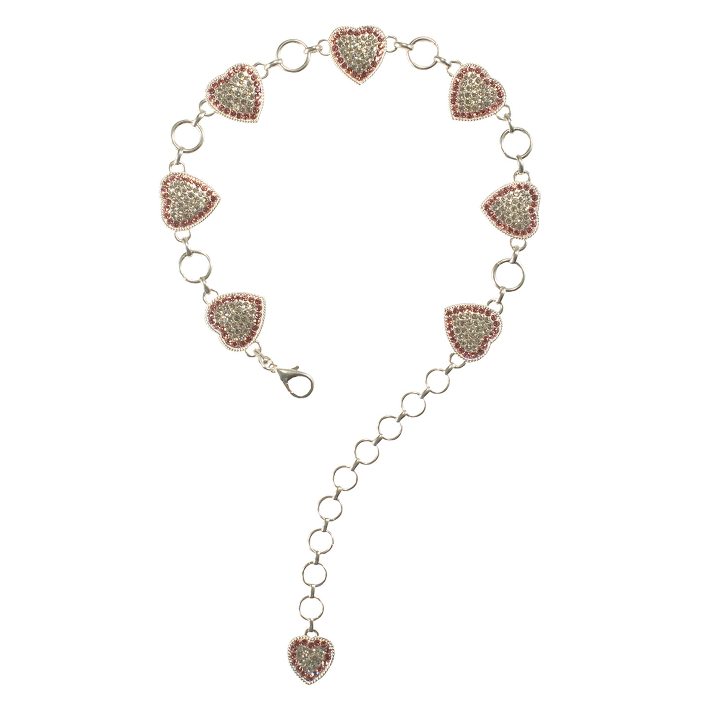 Nocona Girl's Heart Pink Rhinestone Concho Belt - Image 1