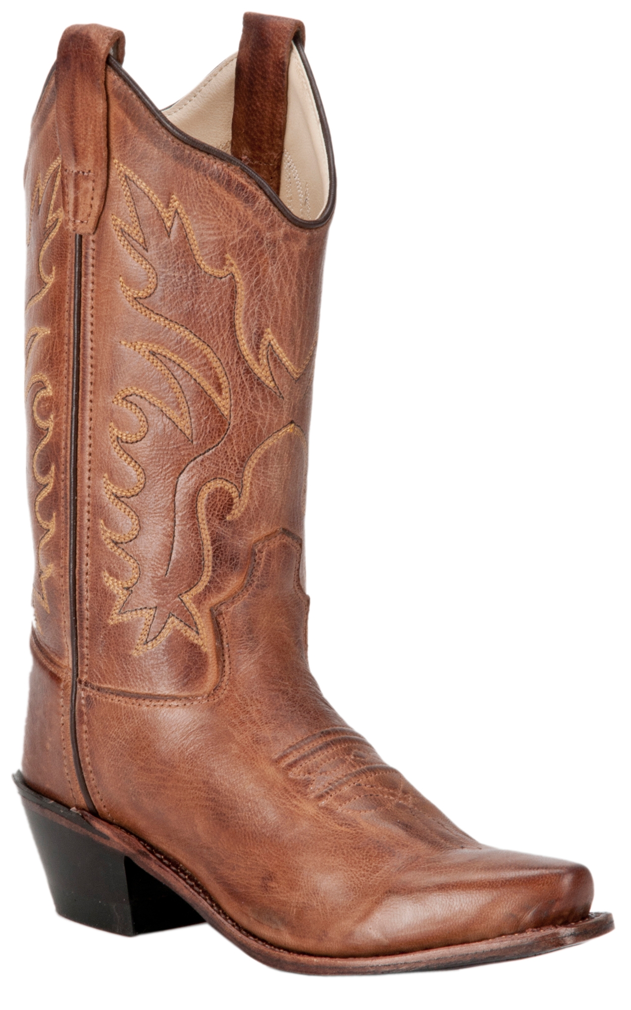Old West Kids Classic Tan Mad Dog Snip Toe Cowboy Boots - Image 1