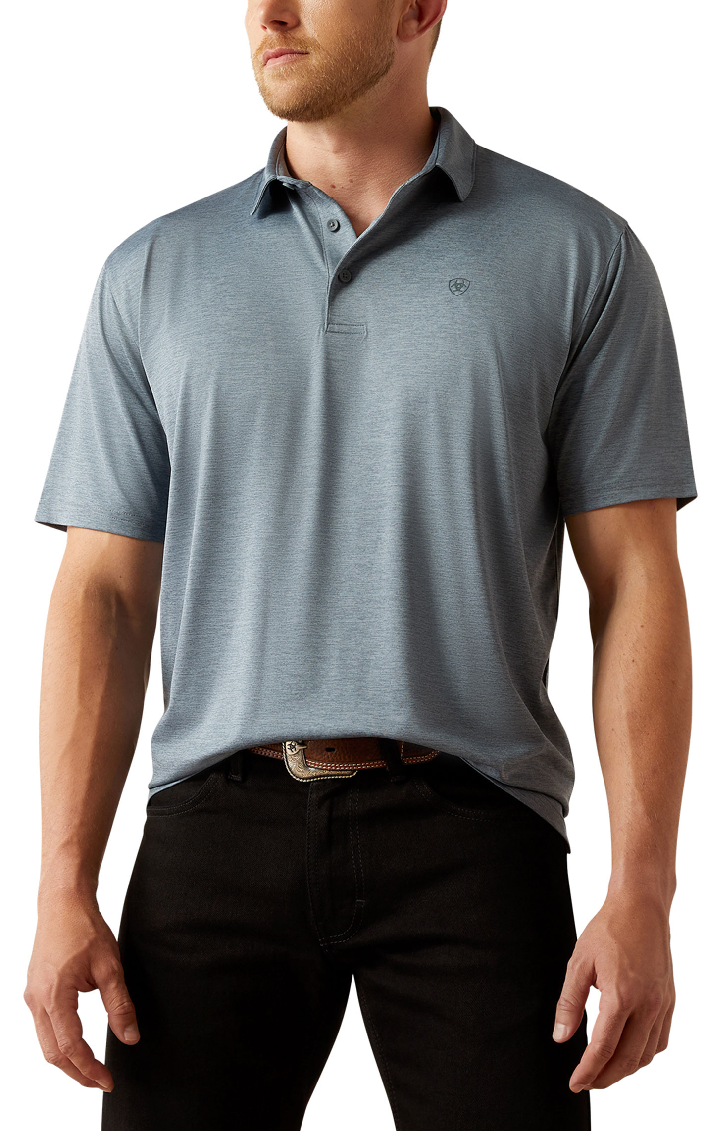 Ariat Men's AriatTEK Charger Gray Polo Shirt - Image 1