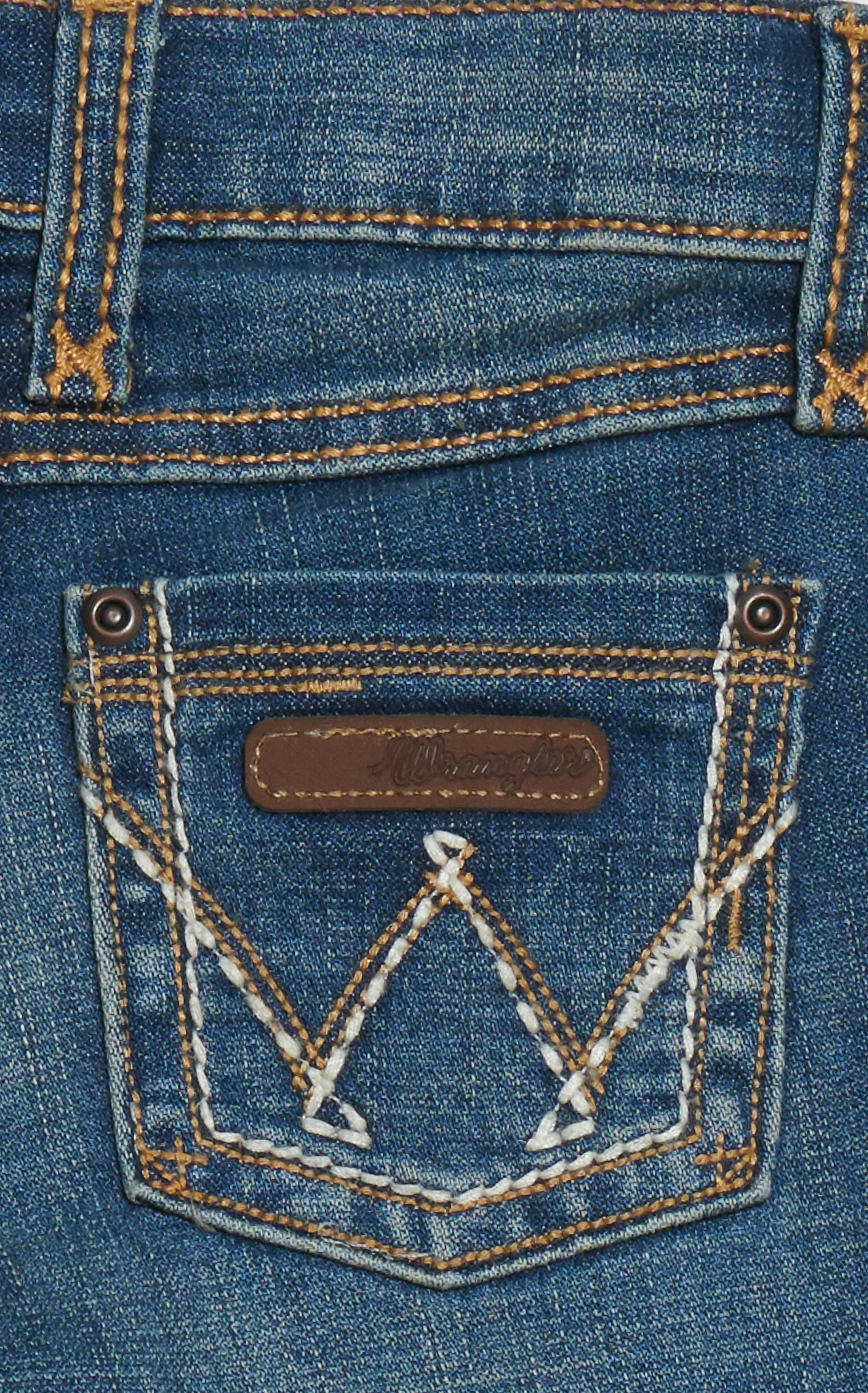 Wrangler Girls' Dark Wash With Stitch Patch Boot Cut Jeans - Image 1